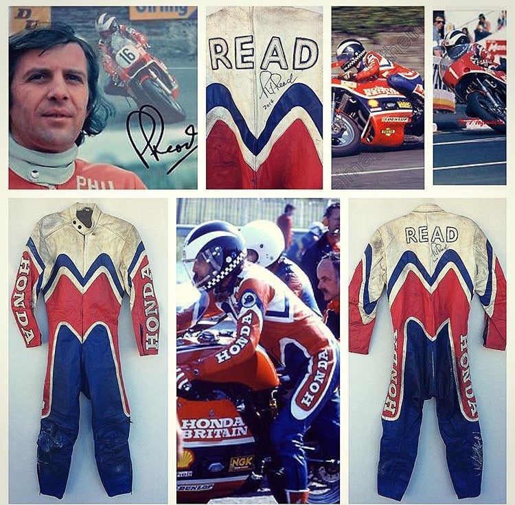 1977/78 Phil Read Signed Race Used Isle of Man TT Honda Leathers