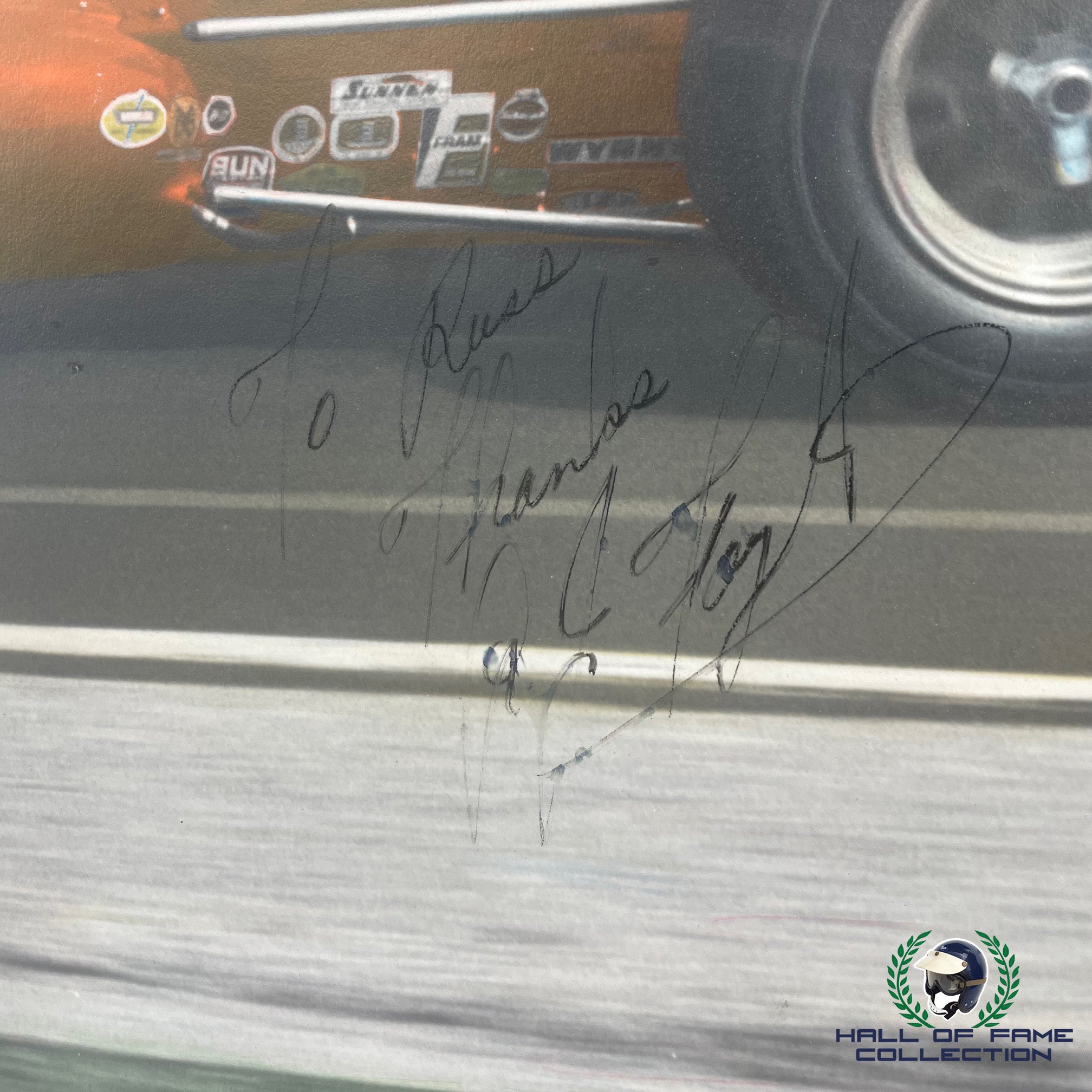 1967 AJ Foyt Signed Original Ken Coles Colorized Indy 500 Win 11x18 Ph