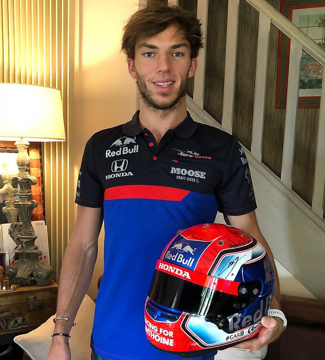 2019 Pierre Gasly Signed Race Used Toro Rosso Belgium GP Arai GP7-RC F1 Helmet