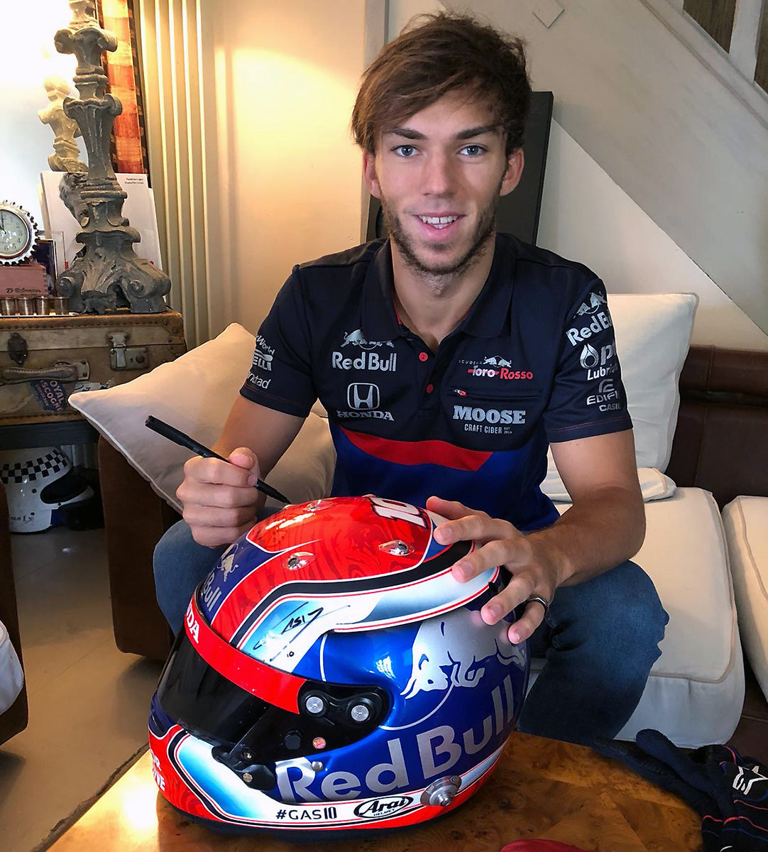 2019 Pierre Gasly Signed Race Used Toro Rosso Belgium GP Arai GP7-RC F1 Helmet