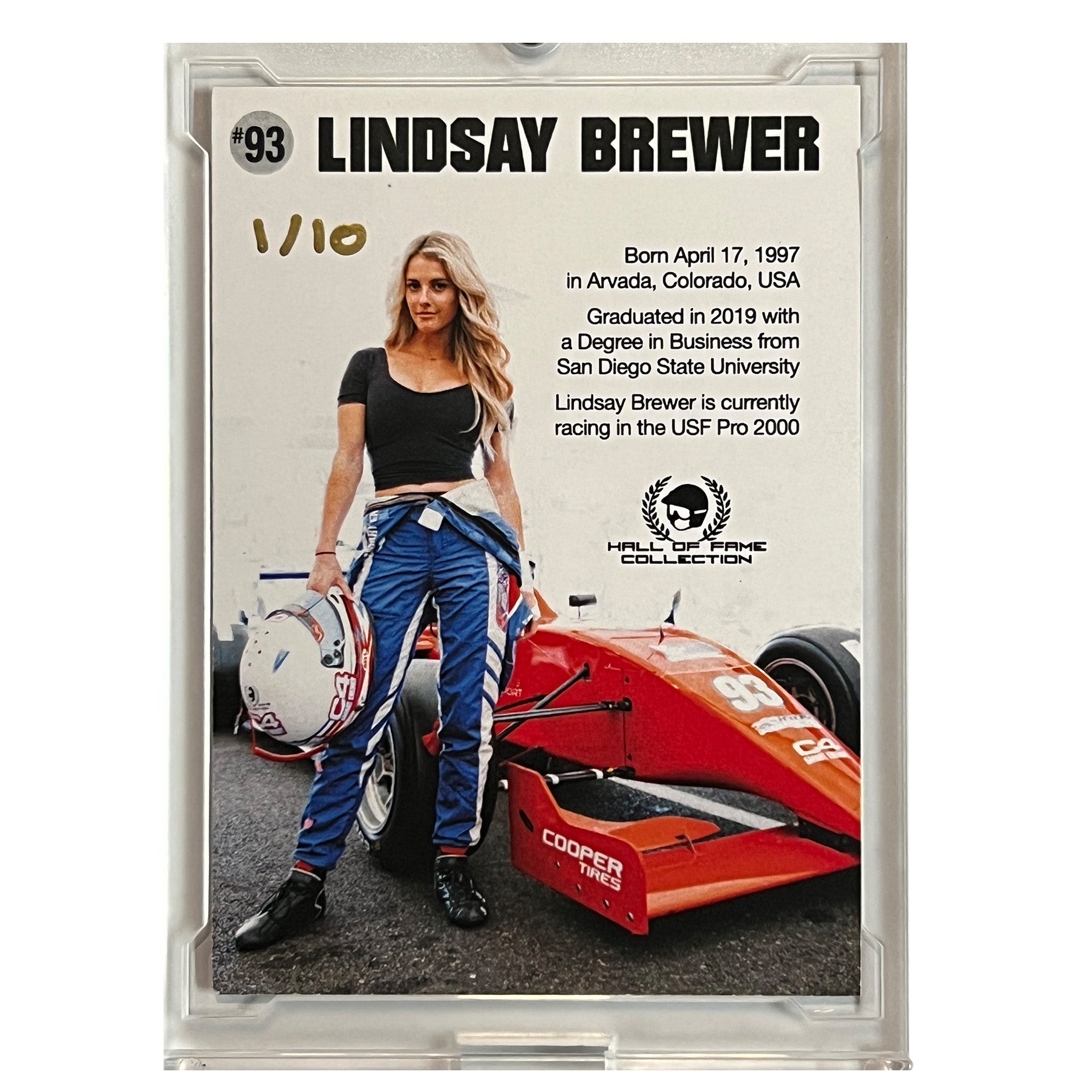 2022 Lindsay Brewer Signed Exclusive Autosport Indy Pro 2000 Rookie Card /10