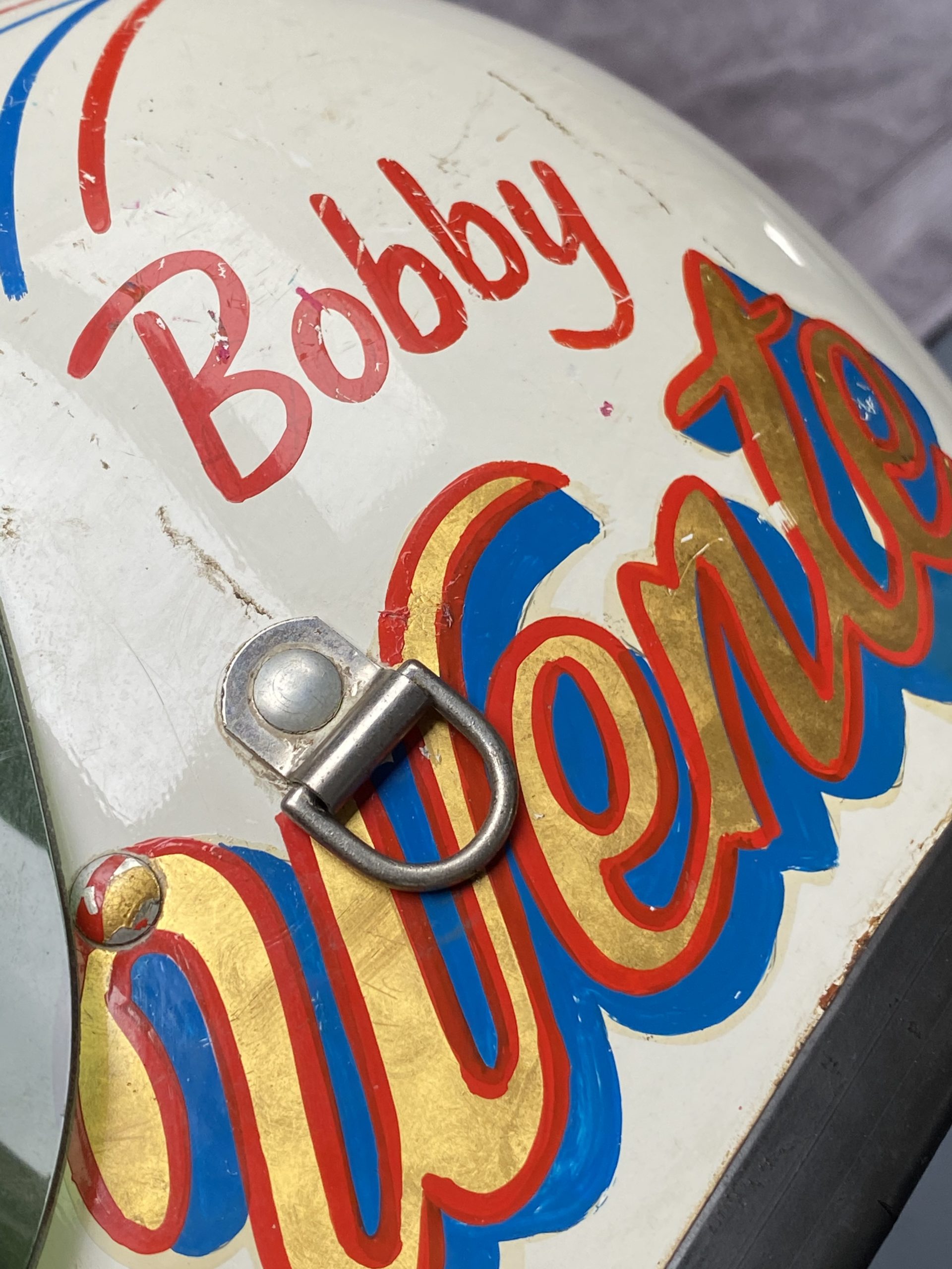 1970's Bobby Wente Signed Race Used Bell Star USAC Midget Helmet