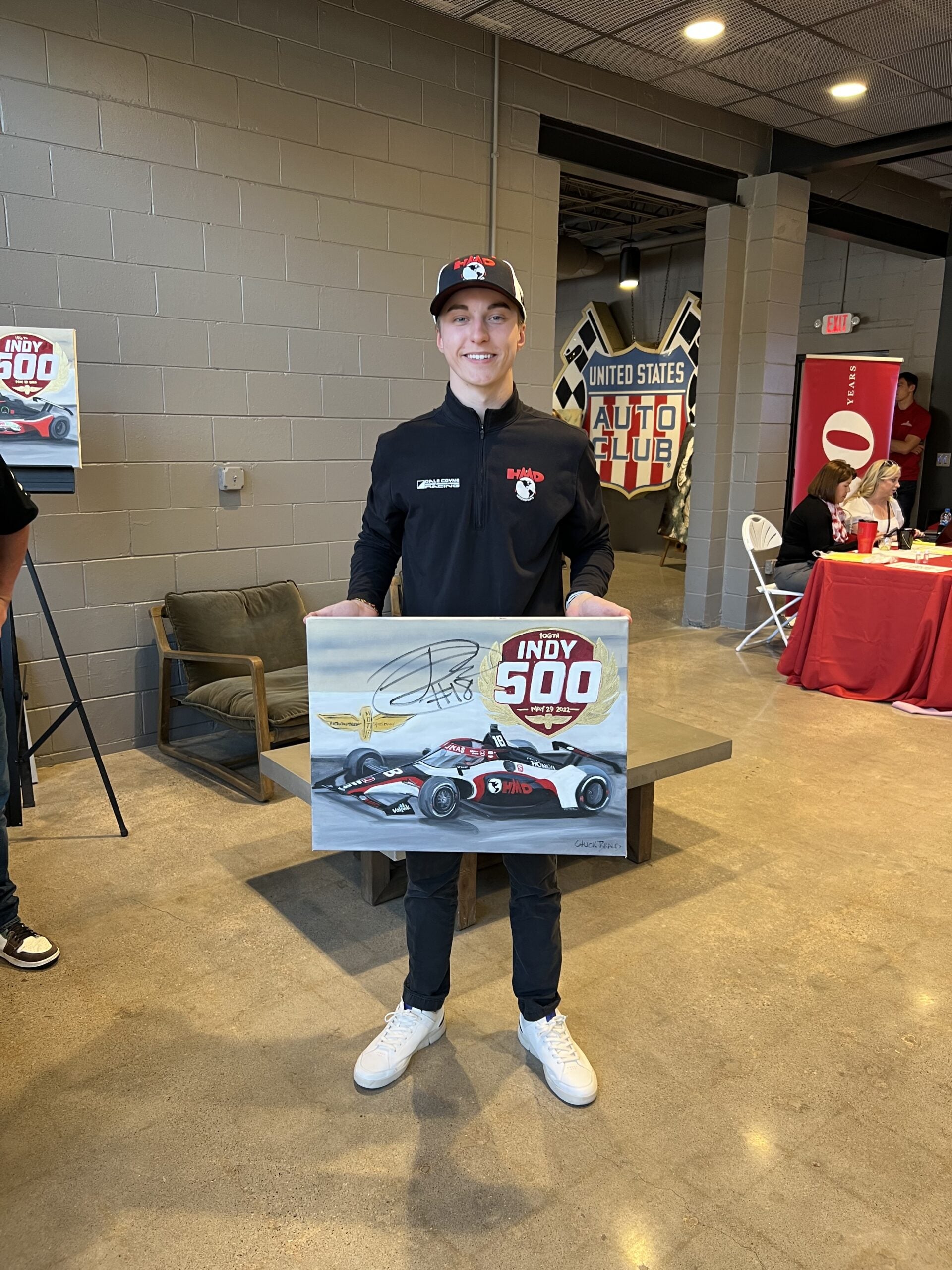 2022 David Malukas Signed 106th Indianapolis 500 18 X 24 Original Artwork By Chuck Braud