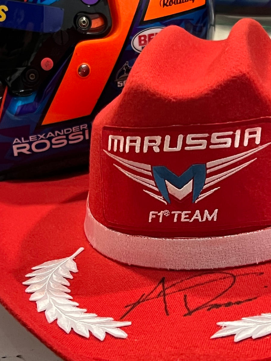 2014 Alexander Rossi Original Worn Signed USGP Austin Texas Marussia F1 Cowboy Hat