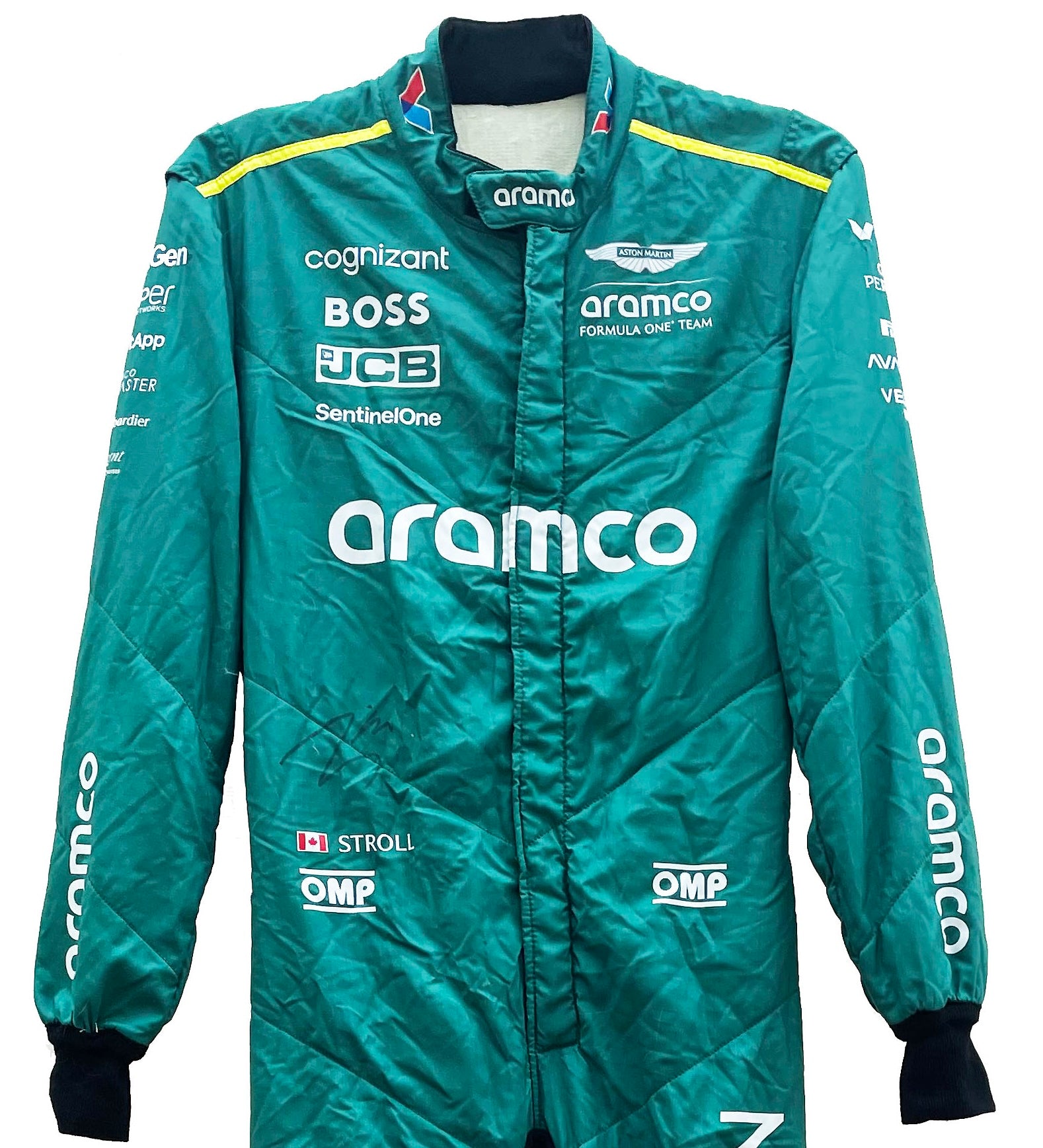 2024 Lance Stroll Signed Race Used Aston Martin F1 Suit