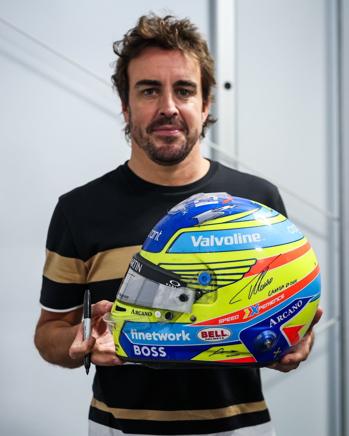 2024 Fernando Alonso Signed Canadian Grand Prix Race Used Aston Martin F1 Helmet