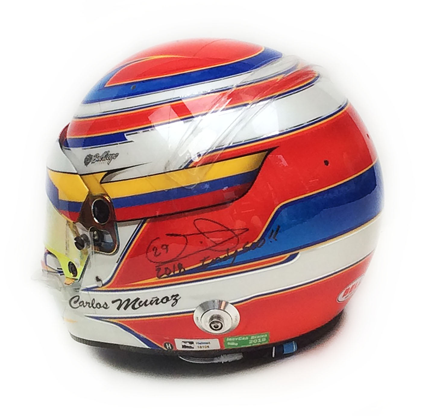 2018 Carlos Munoz Autographed Indianapolis 500 Used Andretti Autosport IndyCar Helmet