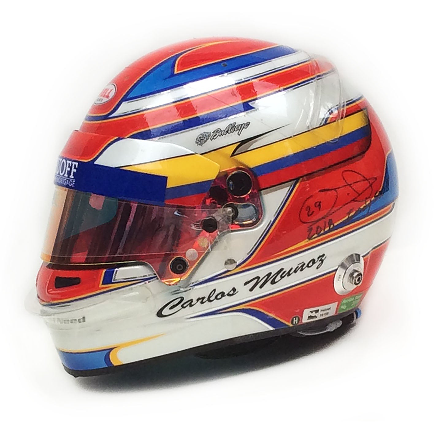 2018 Carlos Munoz Autographed Indianapolis 500 Used Andretti Autosport IndyCar Helmet