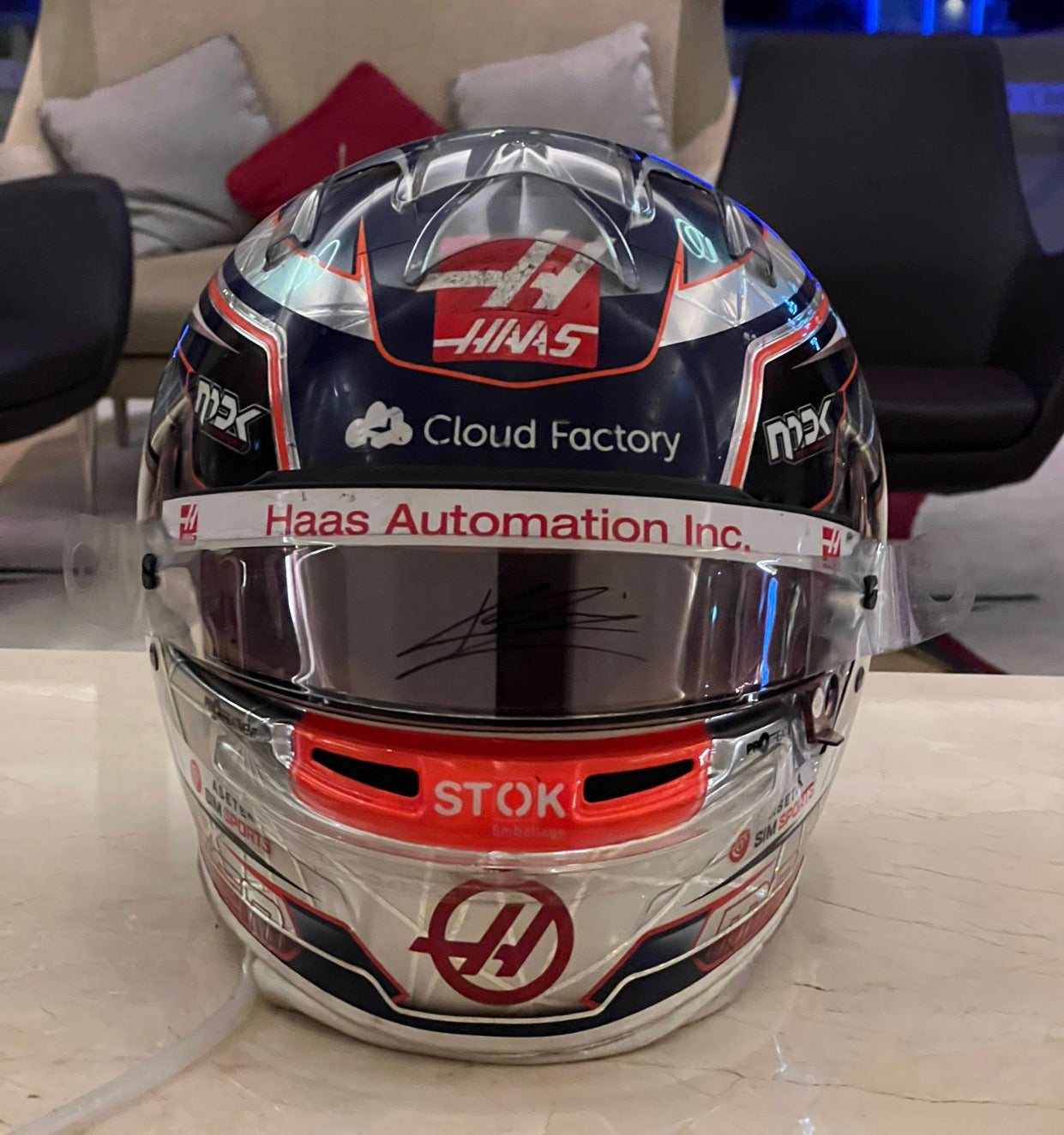 2022 Kevin Magnussen Signed Abu Dhabi GP Race Used Haas F1 Helmet