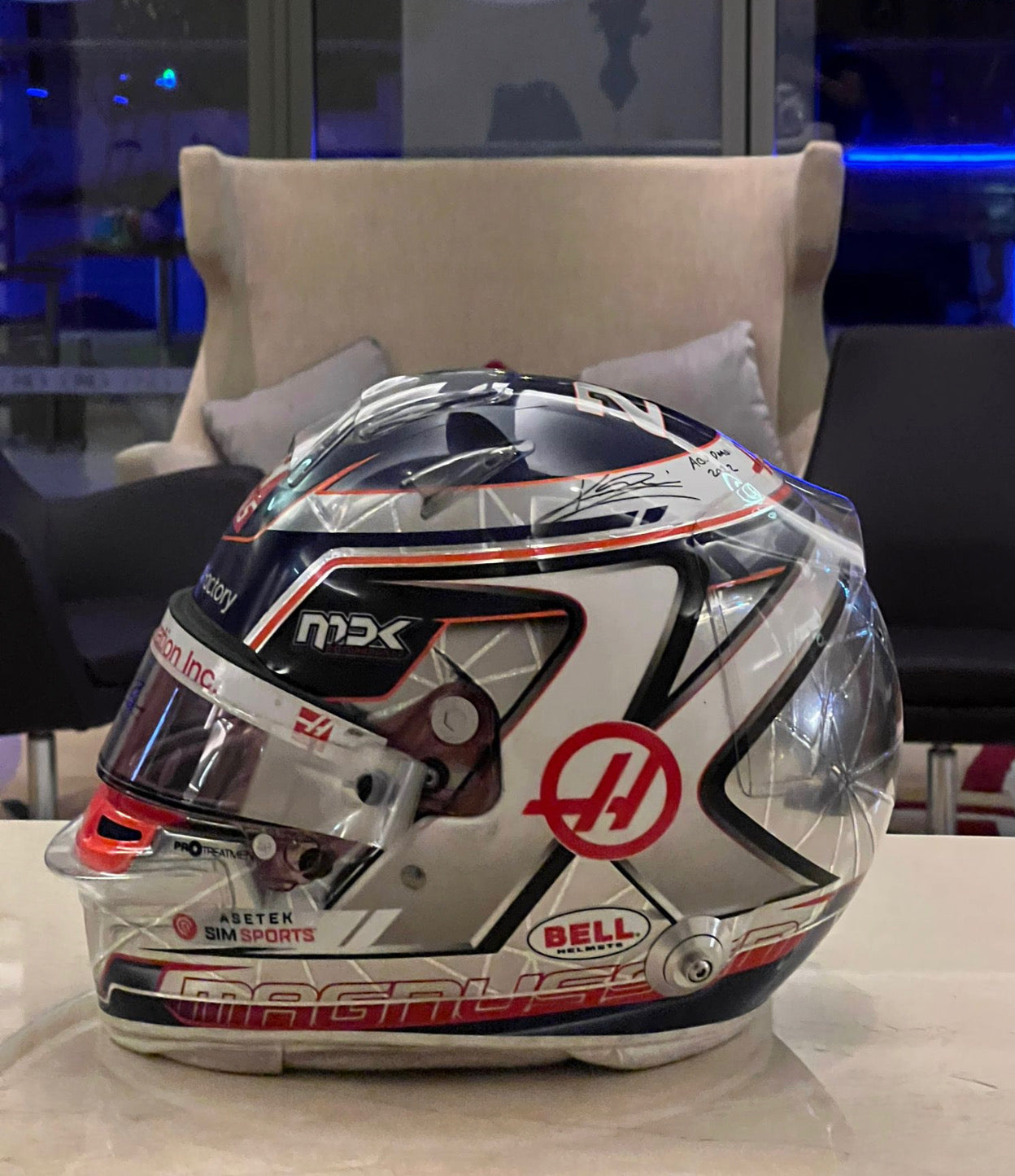 2022 Kevin Magnussen Signed Abu Dhabi GP Race Used Haas F1 Helmet