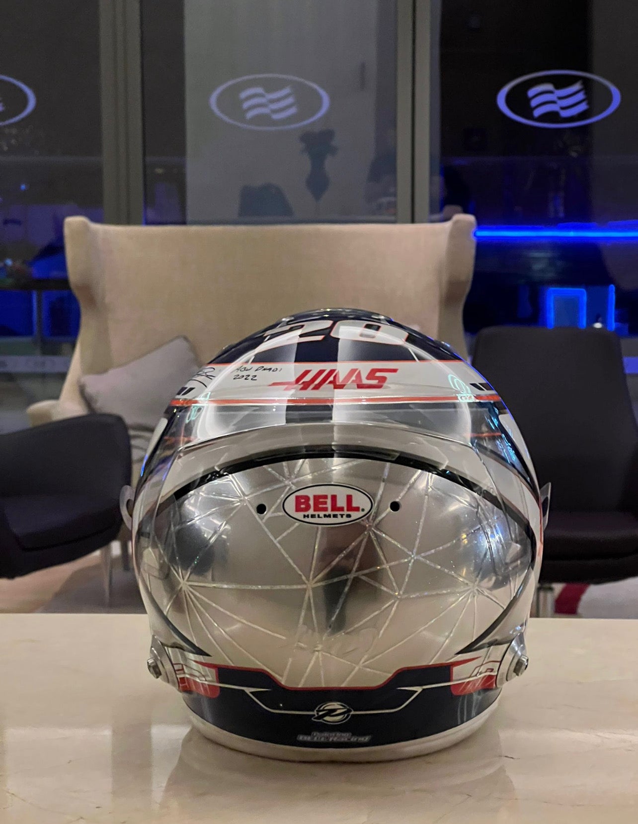 2022 Kevin Magnussen Signed Abu Dhabi GP Race Used Haas F1 Helmet