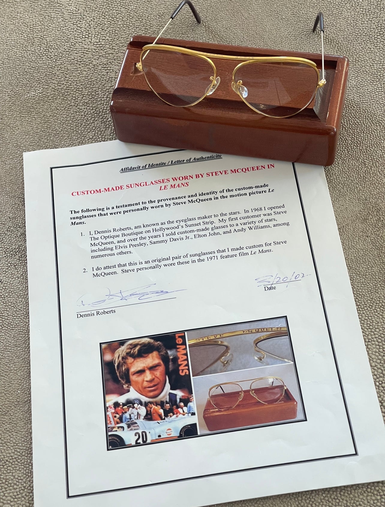 1970's Steve McQueen Original Sunglasses & Lifetime Gulf Gas Card