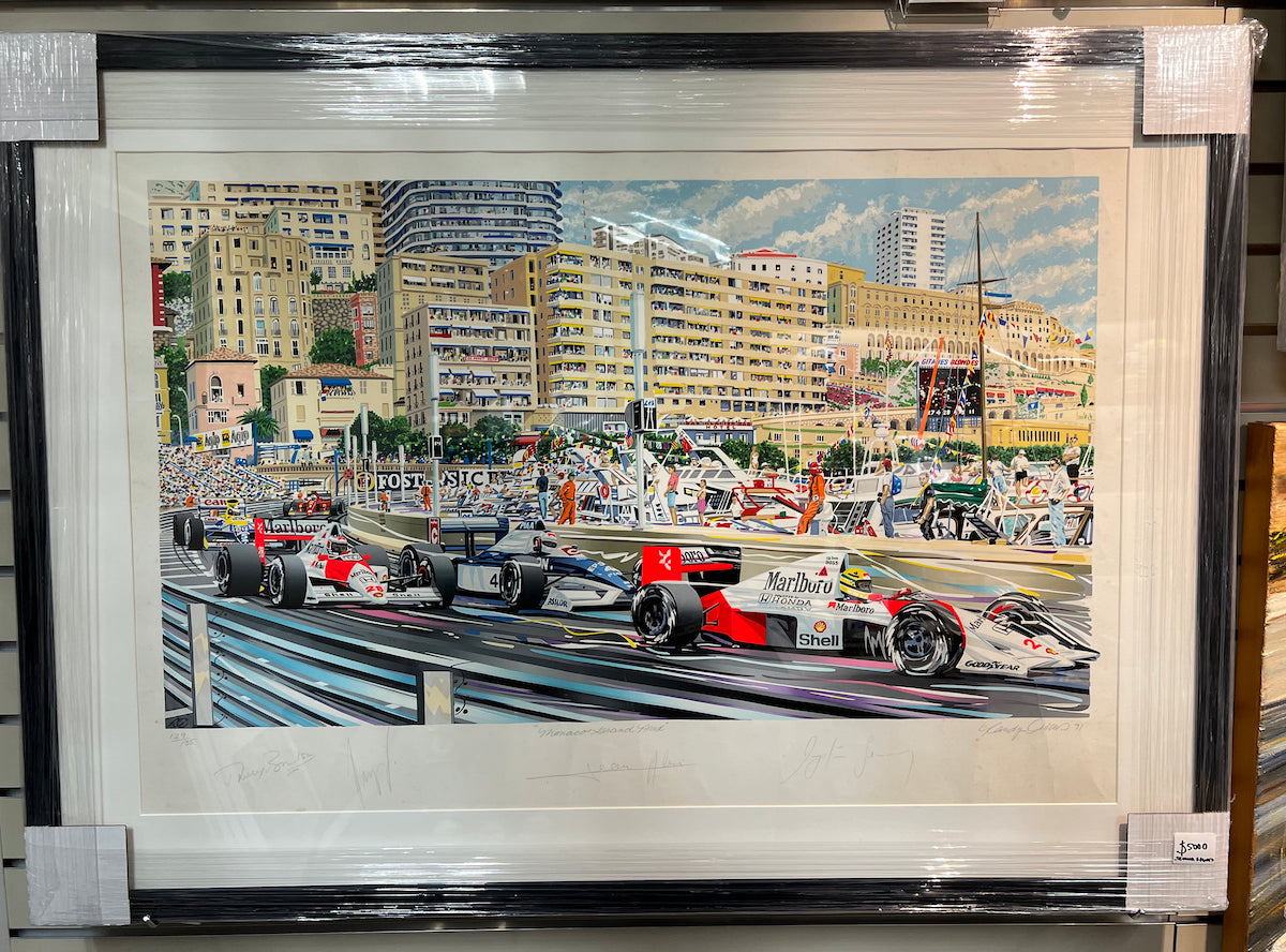 1990 Ayrton Senna Signed Randy Owens Monaco GP Print #129/135