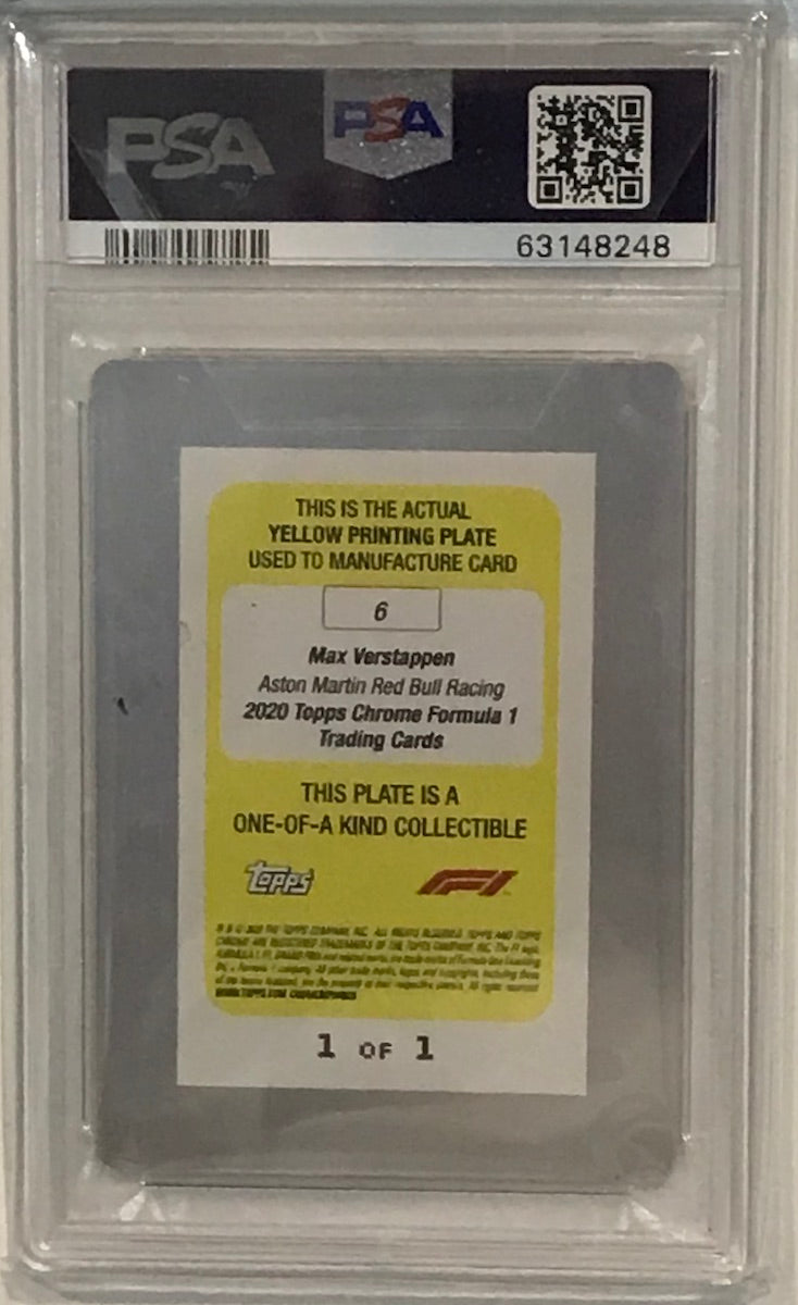 2020 Max Verstappen Topps Chrome F1 Yellow Printing Plate 1/1