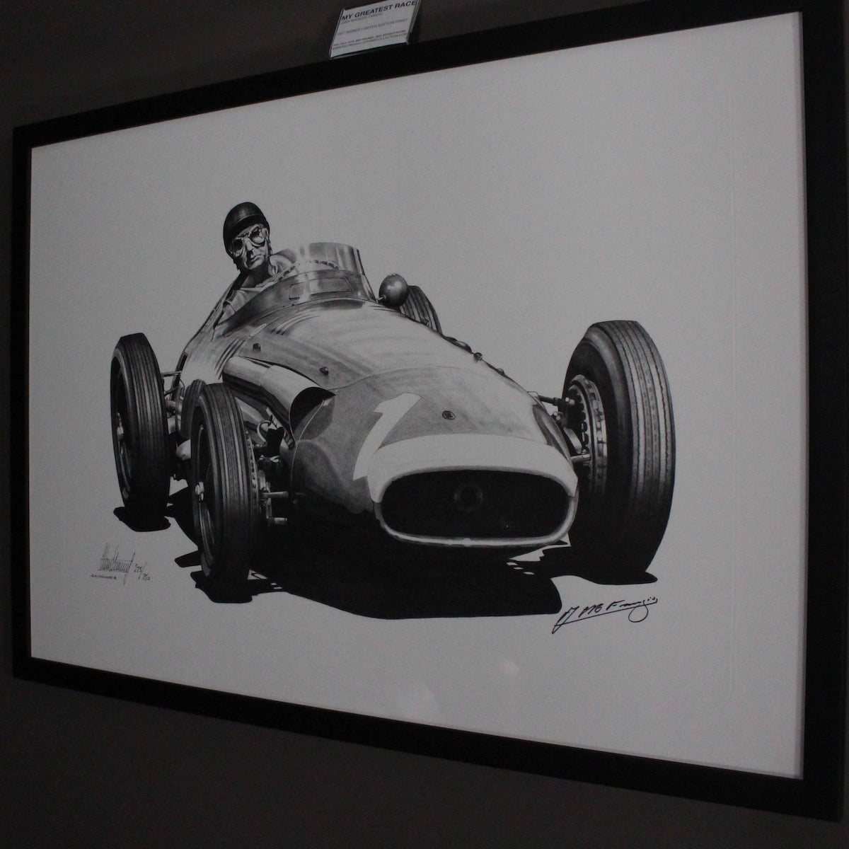 1957 Juan Manuel Fangio "My Greatest Race" Limited Edition Autographed Print