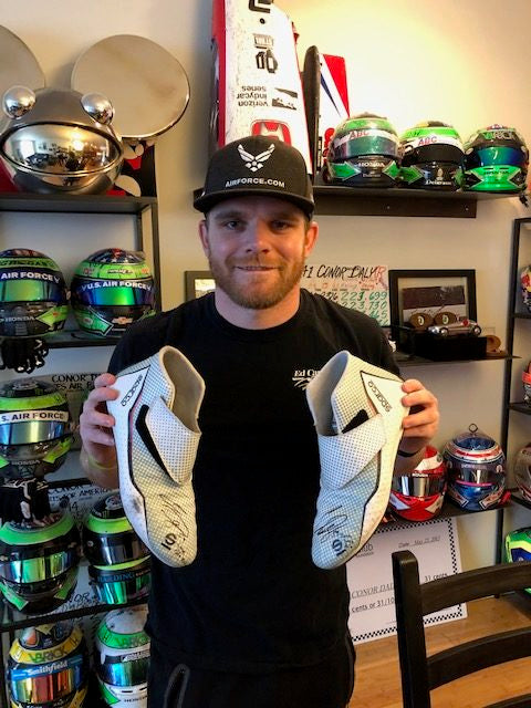 2020 Conor Daly Signed Race Used Iowa Pole Position Carlin Racing IndyCar Boots