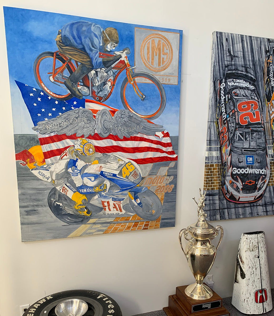 2008 Valentino Rossi/Nicky Hayden Inaugural Indianapolis Motor Speedway MotoGP Ron Burton Original Artwork