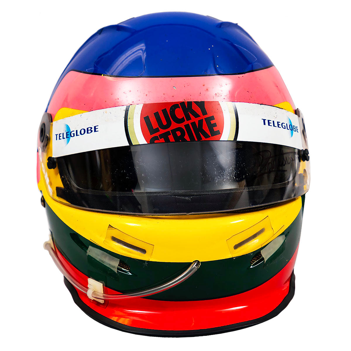 1999 Jacques Villeneuve Signed Race Used Italian Grand Prix Lucky Strike BAR Bell Dominator F1 Helmet