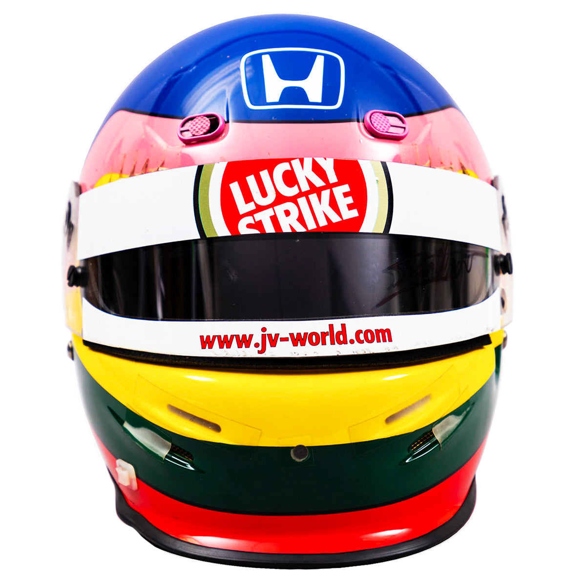 2002 Jacques Villeneuve Signed Race Used Brazilian GP Lucky Strike BAR Honda Bell K1 F1 Helmet