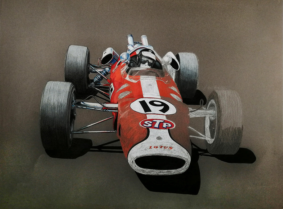 1966 Jim Clark Indy 500 Original Ron Burton Artwork