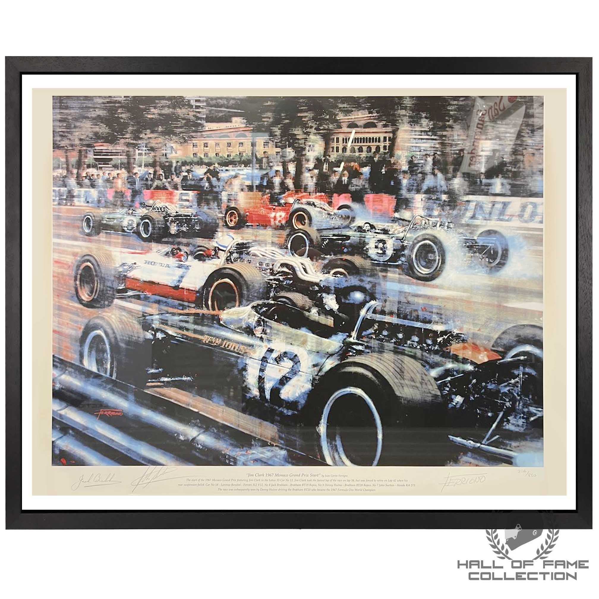 Jim Clark 1967 Monaco Grand Prix Start Signed by Brabham & Surtees