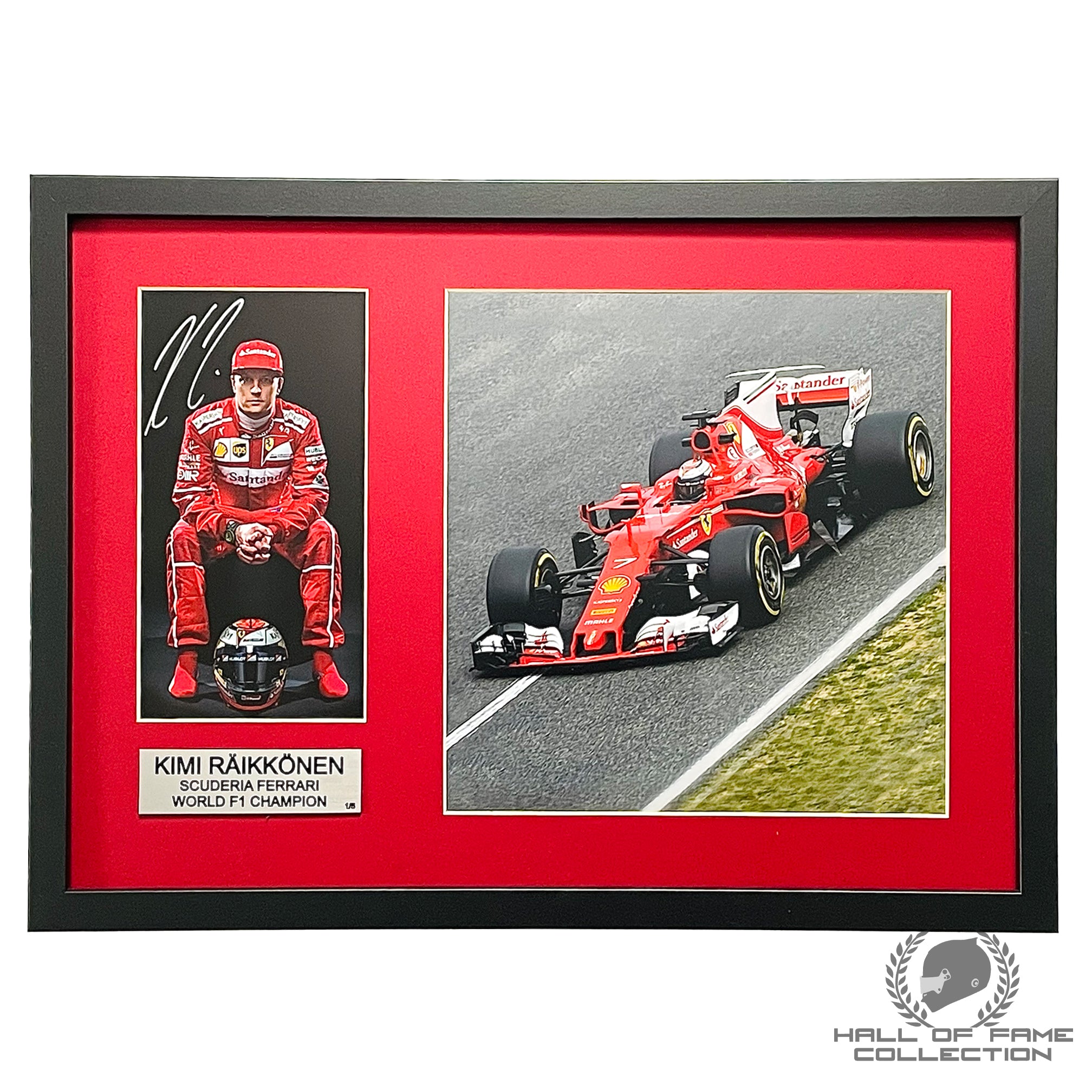 Kimi Raikkonen Signed Scuderia Ferrari Framed Factory Card and Photo
