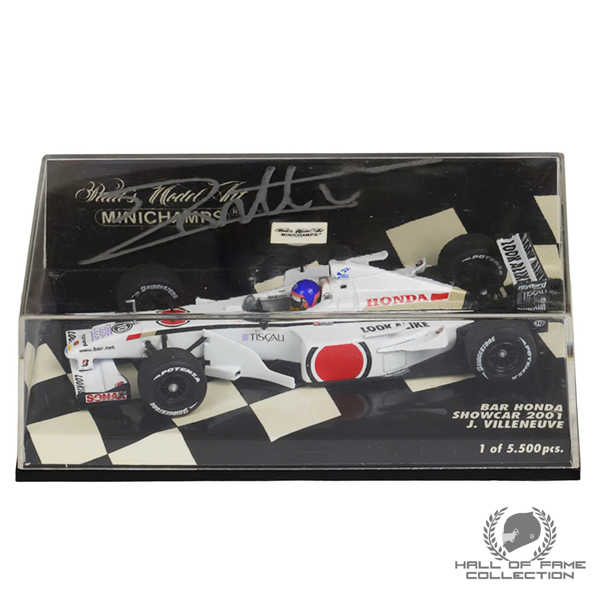 2001 Jacques Villeneuve Signed Bar Honda Minichamps 1:43 F1 Model