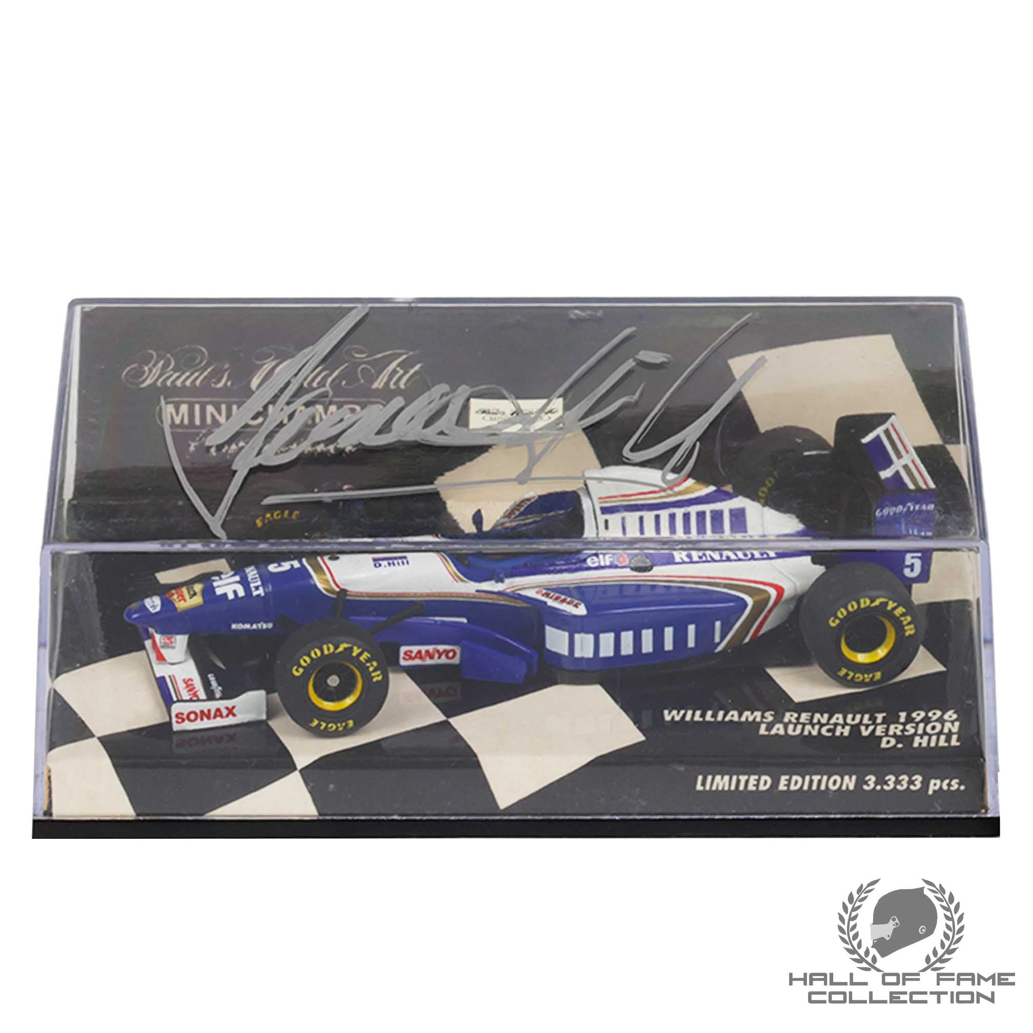1996 Damon Hill Signed Williams Renault Minichamps 1:43 F1 Model