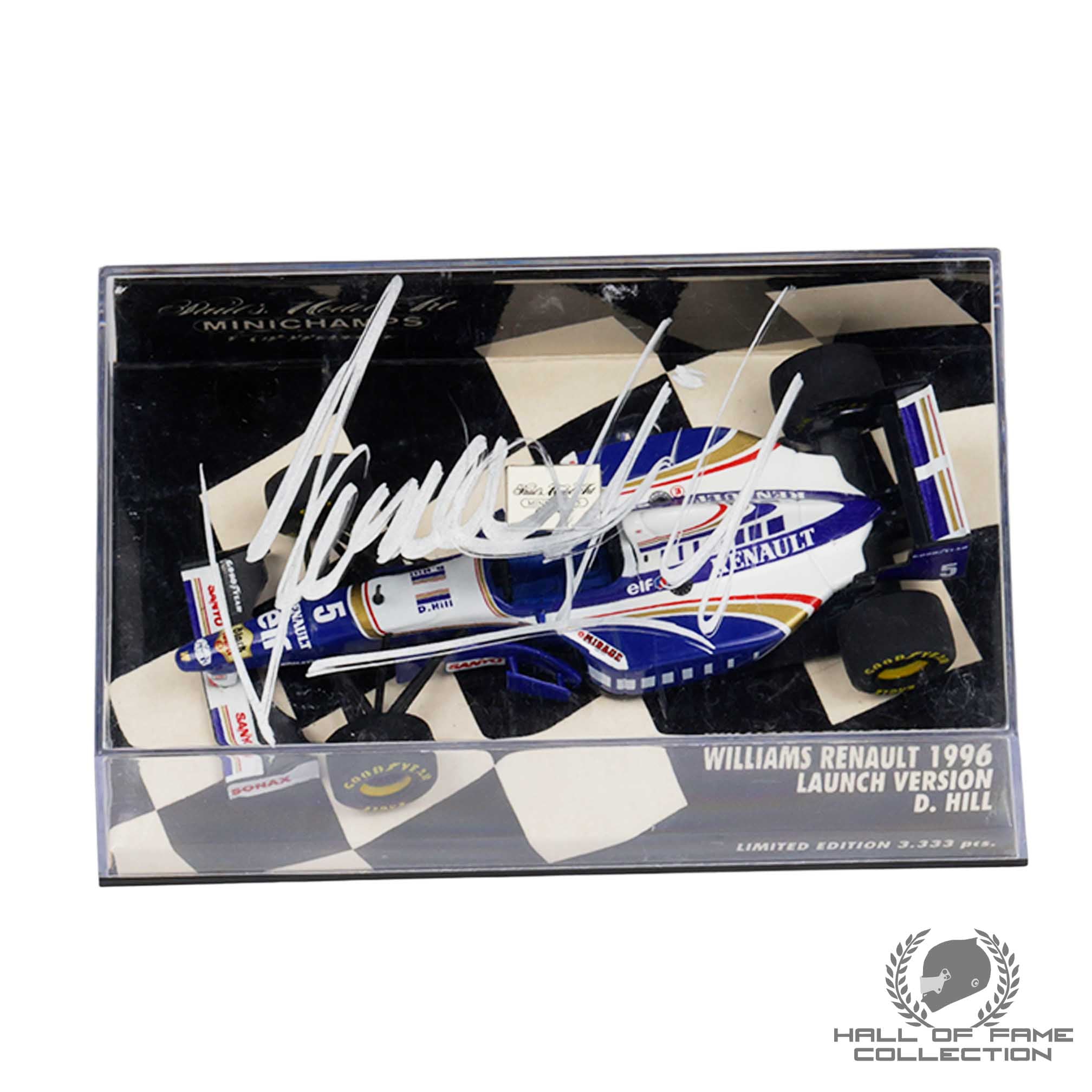 1996 Damon Hill Signed Williams Renault Minichamps 1:43 F1 Model