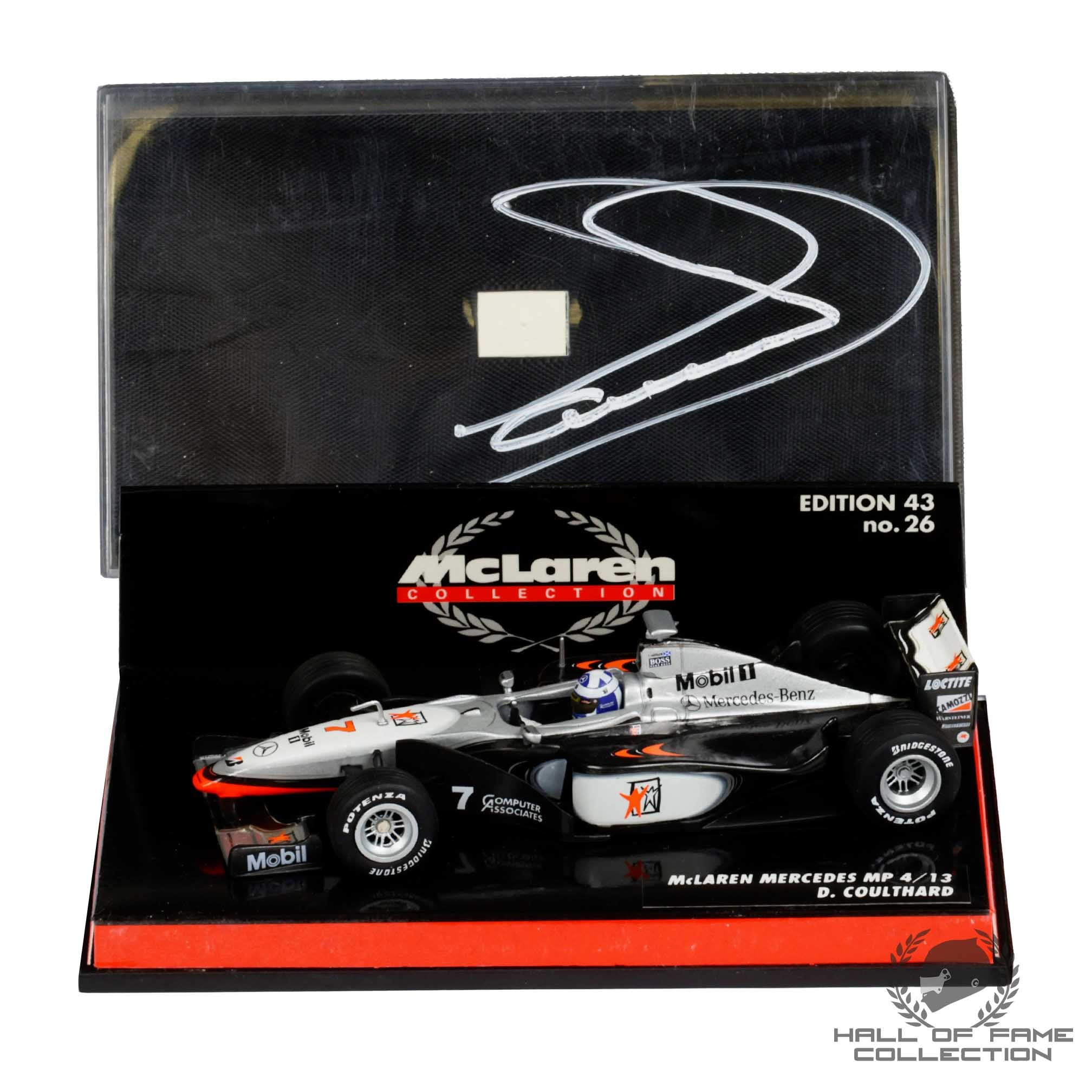 1998 David Coulthard Signed McLaren Mercedes MP4/13 Minichamps 1:43 F1 Model