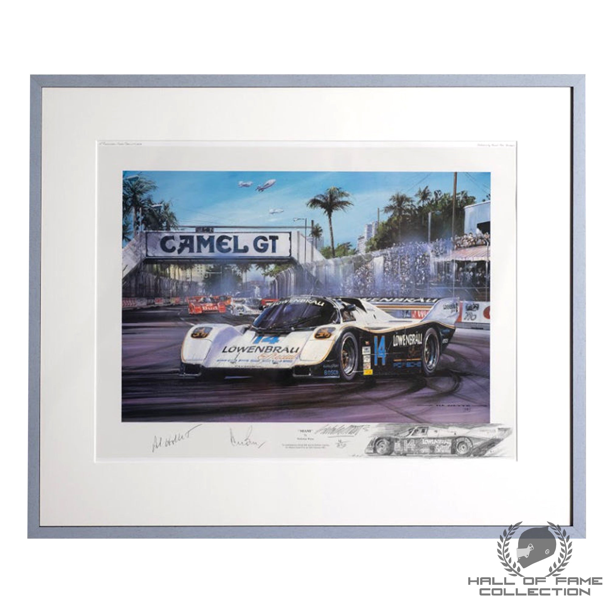 1985 Derek Bell and Al Holbert Signed Miami GP Sportscar Print