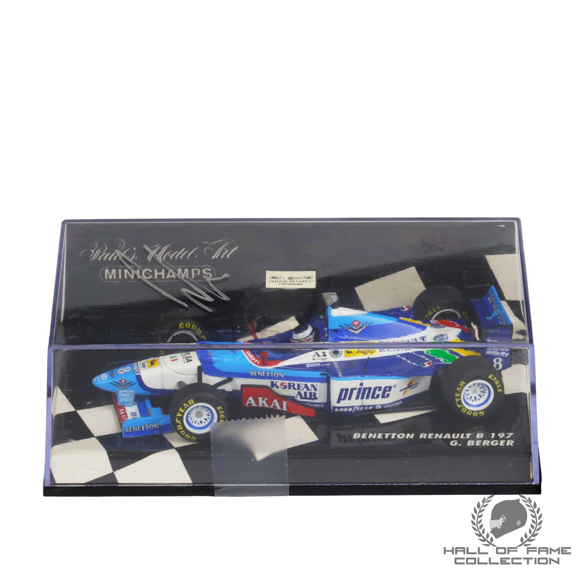 1997 Gerhard Berger Signed Benetton Renault B197 Minichamps 1:43 F1 Model