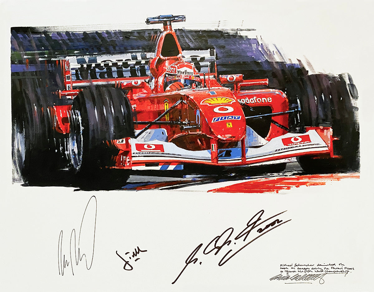 2002 Michael Schumacher Signed '2002 Domination' Nicolas Watts Original Artwork