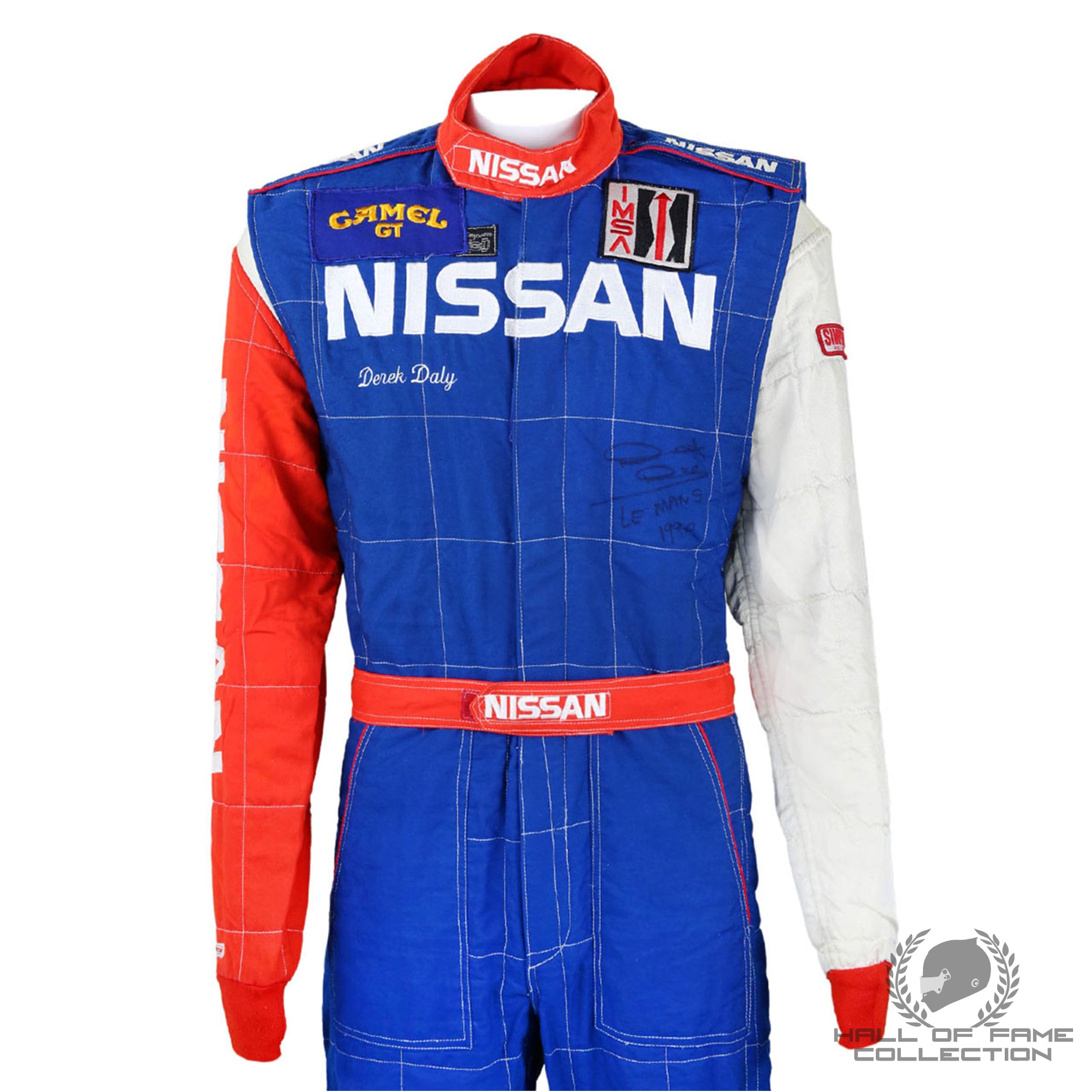 1990 Derek Daly Signed Le Mans 24h  Race Used Nissan Performance Sportscar Suit