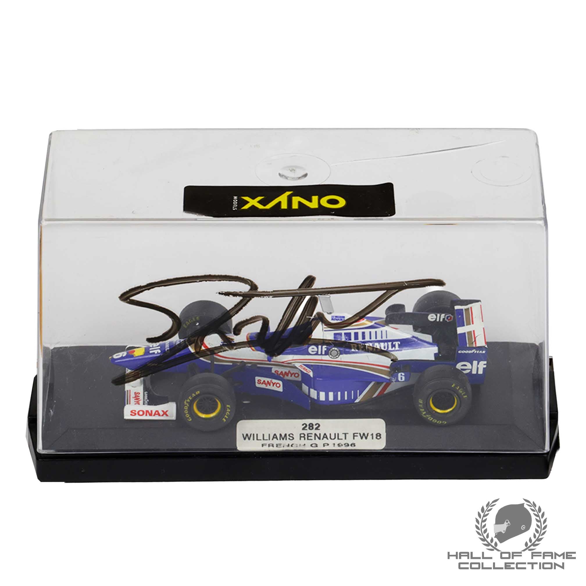 1996 Jacques Villeneuve Signed French GP Williams Renault FW18 Onyx 1:43 F1 Model