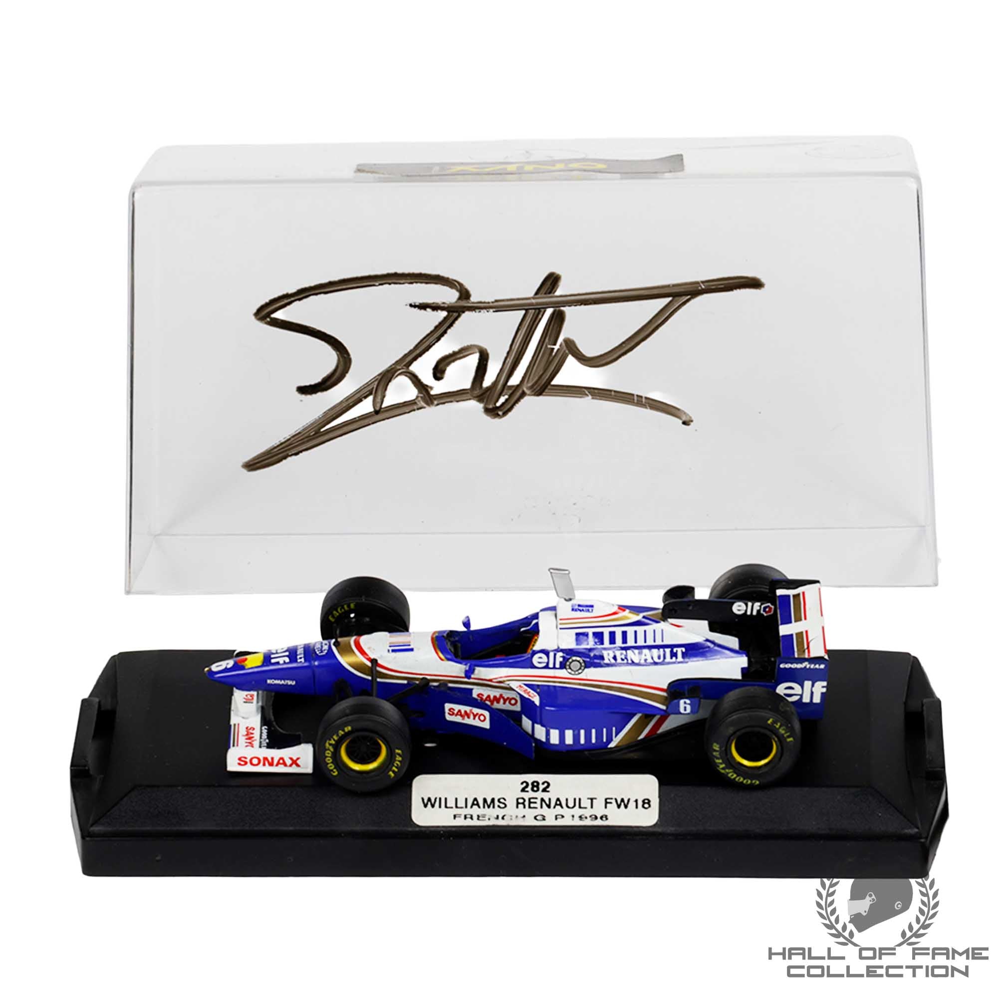 1996 Jacques Villeneuve Signed French GP Williams Renault FW18 Onyx 1:43 F1 Model