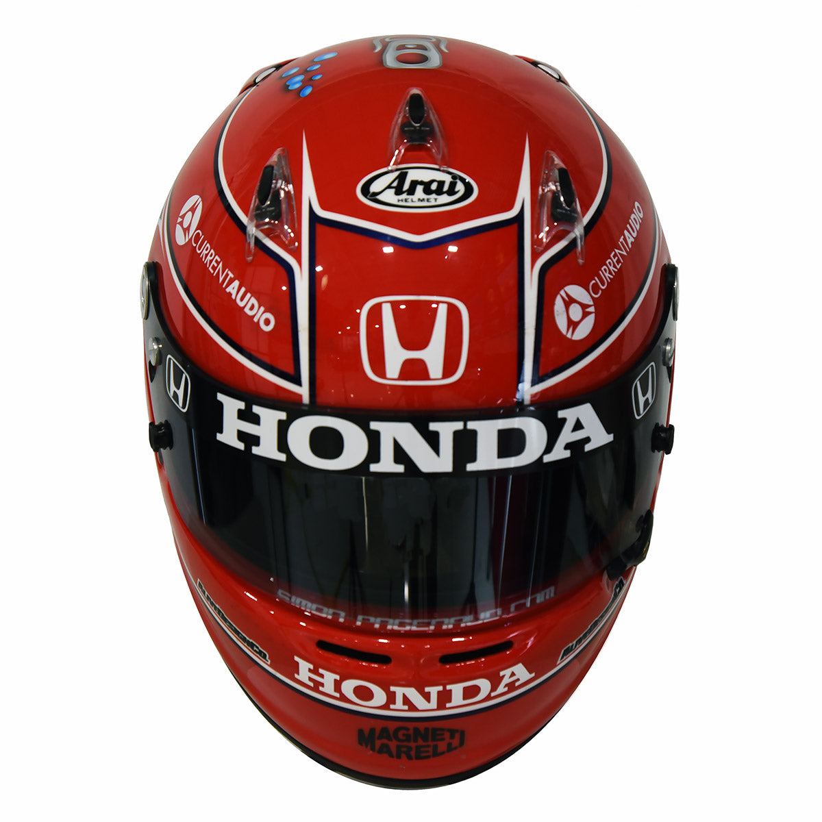 2013/14 Simon Pagenaud Signed Race Used Arai IndyCar Helmet