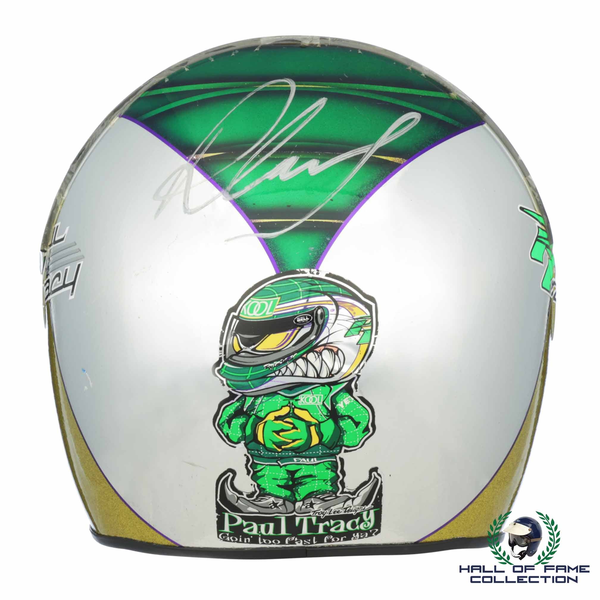 1998 Paul Tracy Signed Race Used Team Kool Green IndyCar Helmet