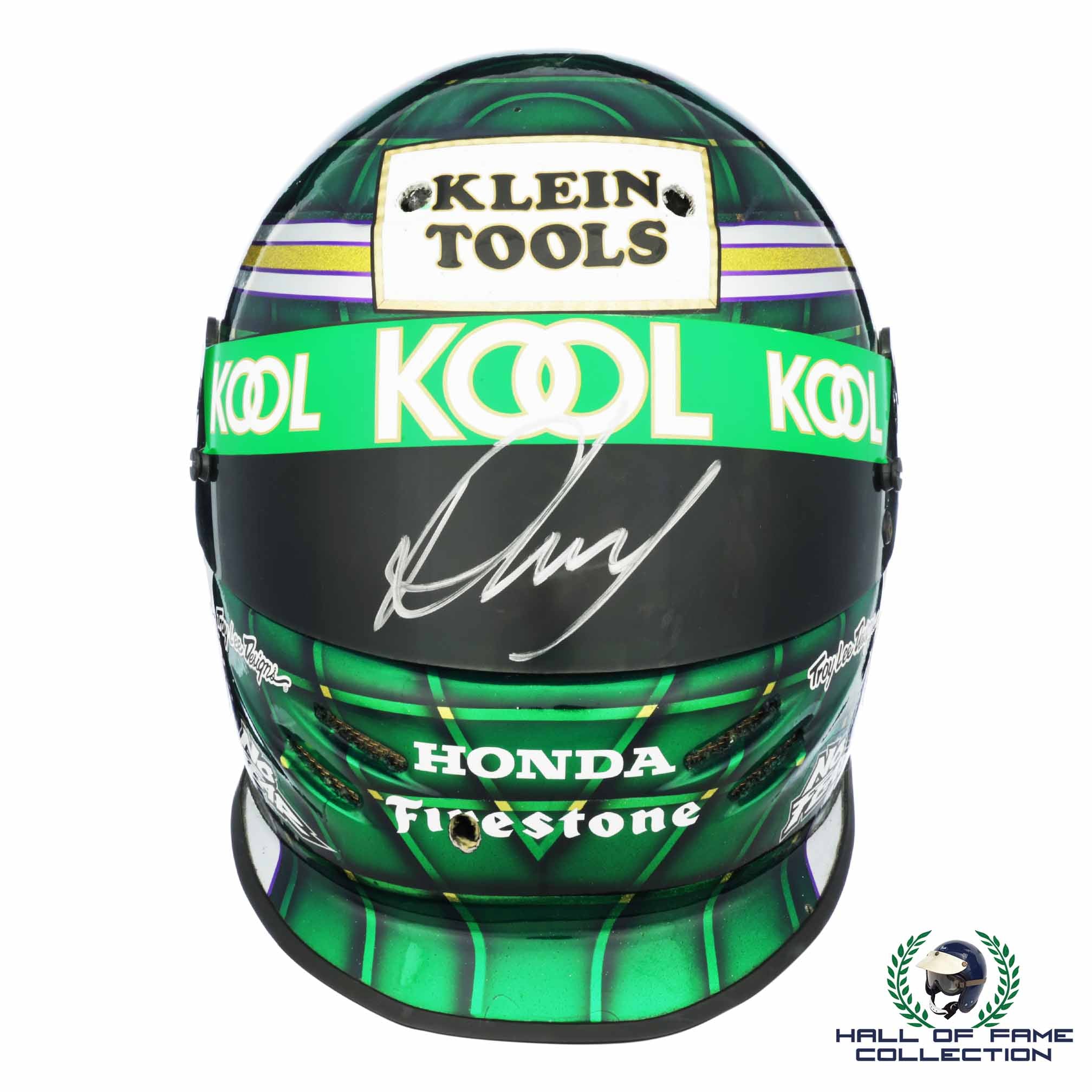 1998 Paul Tracy Signed Race Used Team Kool Green IndyCar Helmet