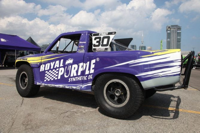 2016 Paul Tracy Signed Race Used Royal Purple Stadium Super Trucks Suit