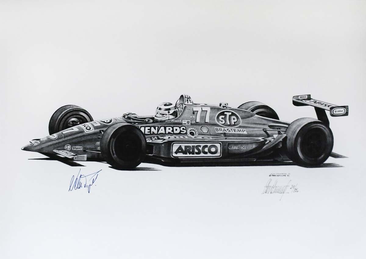 1993 Nelson Piquet Signed Team Menard Indy 500 Alan Stammers Art Print