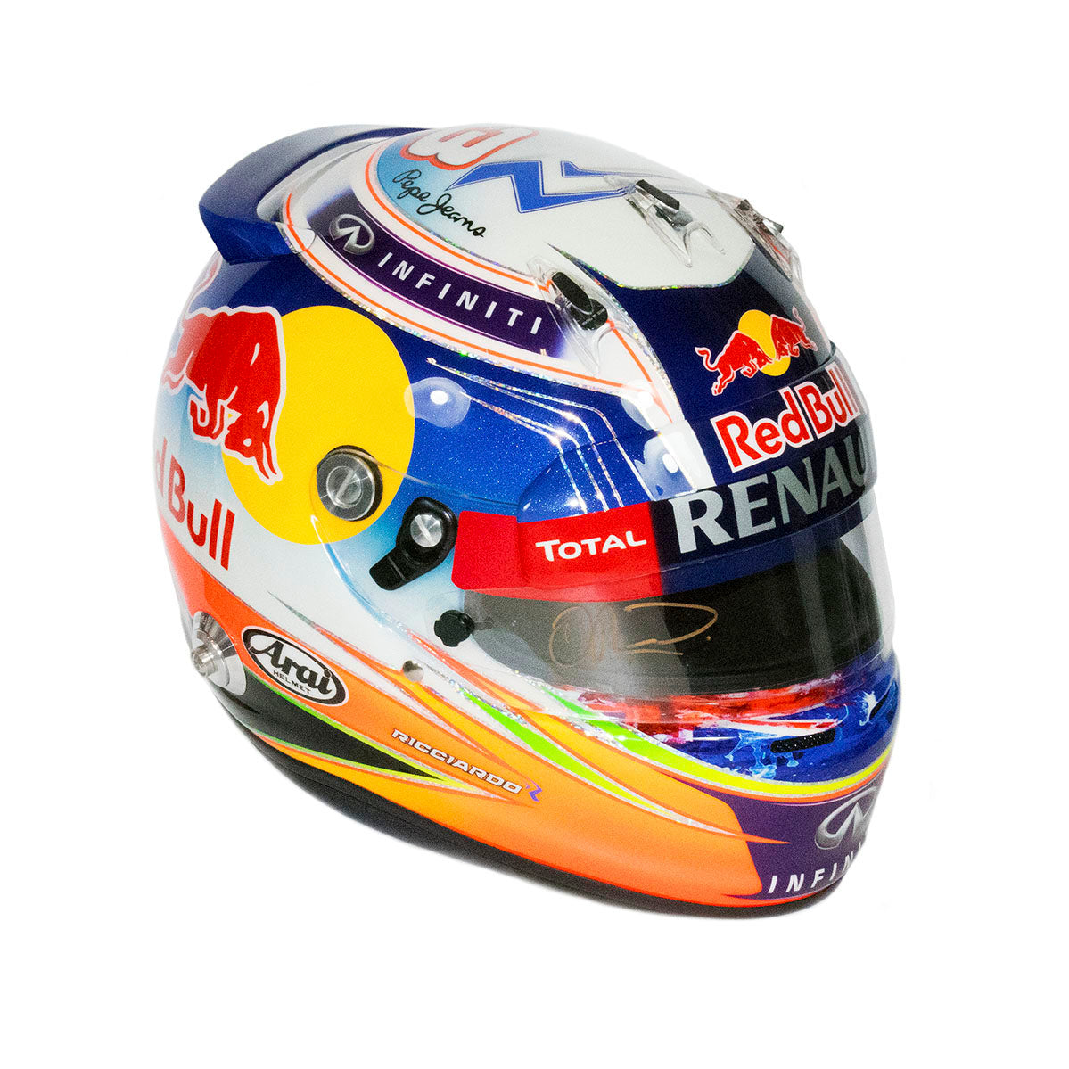 2014 Daniel Ricciardo Signed Red Bull Racing Media Arai GP6S Replica F1 Helmet