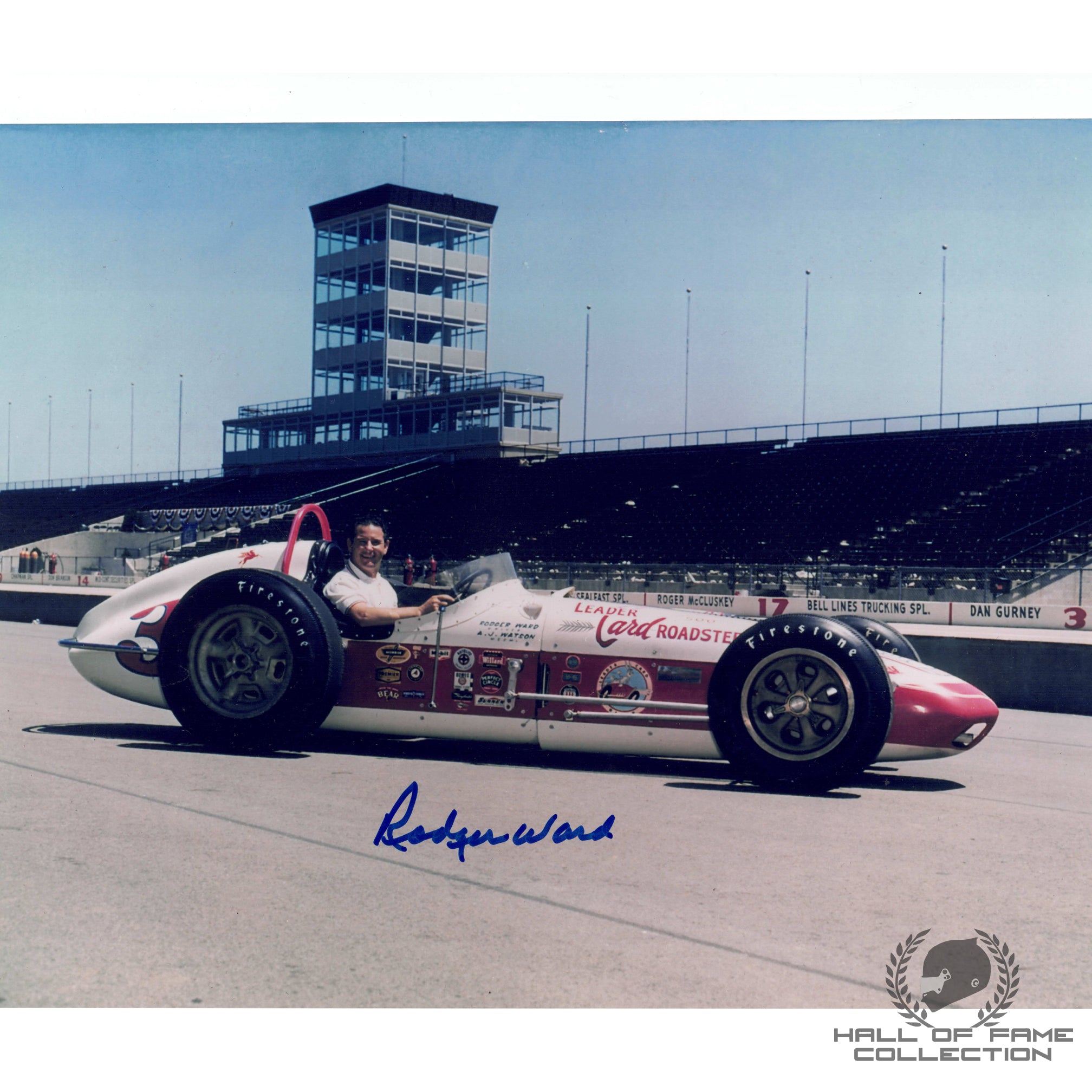 1959 Rodger Ward Signed Indy500 Winning Shot 8x10 Photo