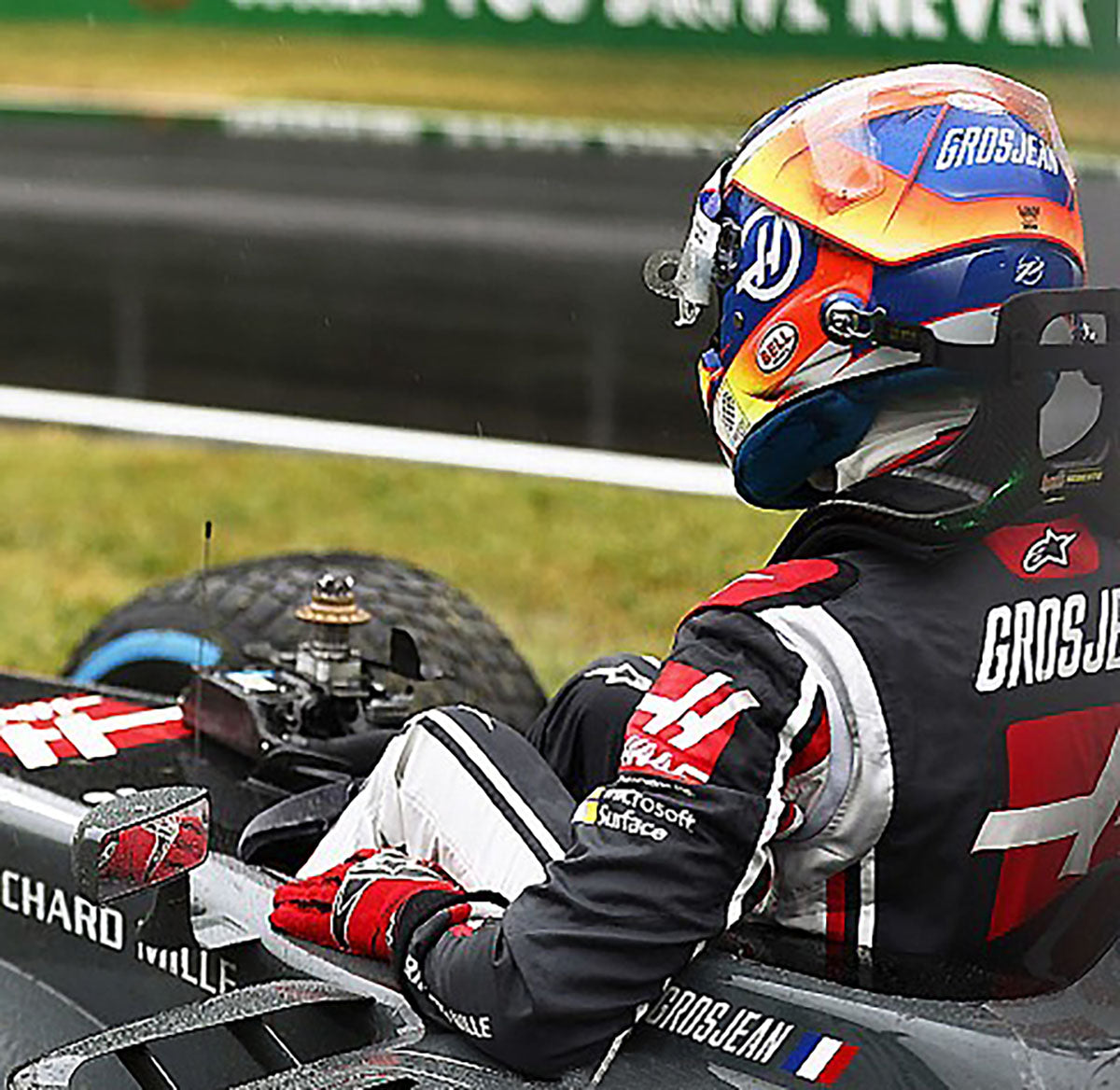 2017 Romain Grosjean Haas Race Used F1 Helmet