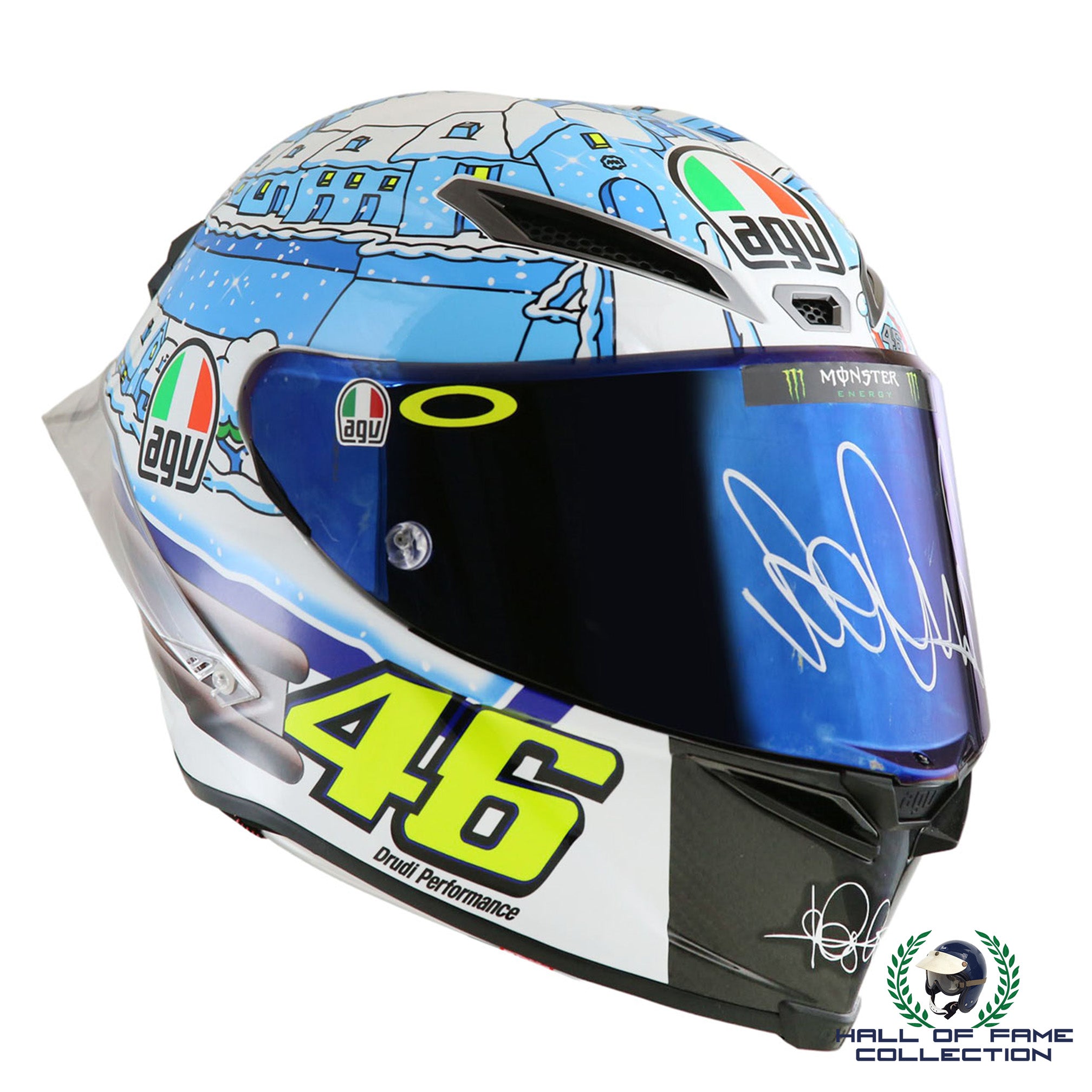 2017 Valentino Rossi Signed Replica AGV Yamaha Winter Test MotoGp Helmet