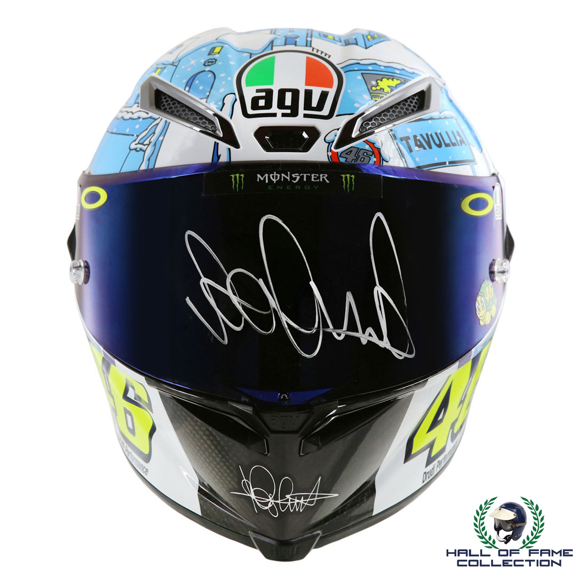 2017 Valentino Rossi Signed Replica AGV Yamaha Winter Test MotoGp Helmet