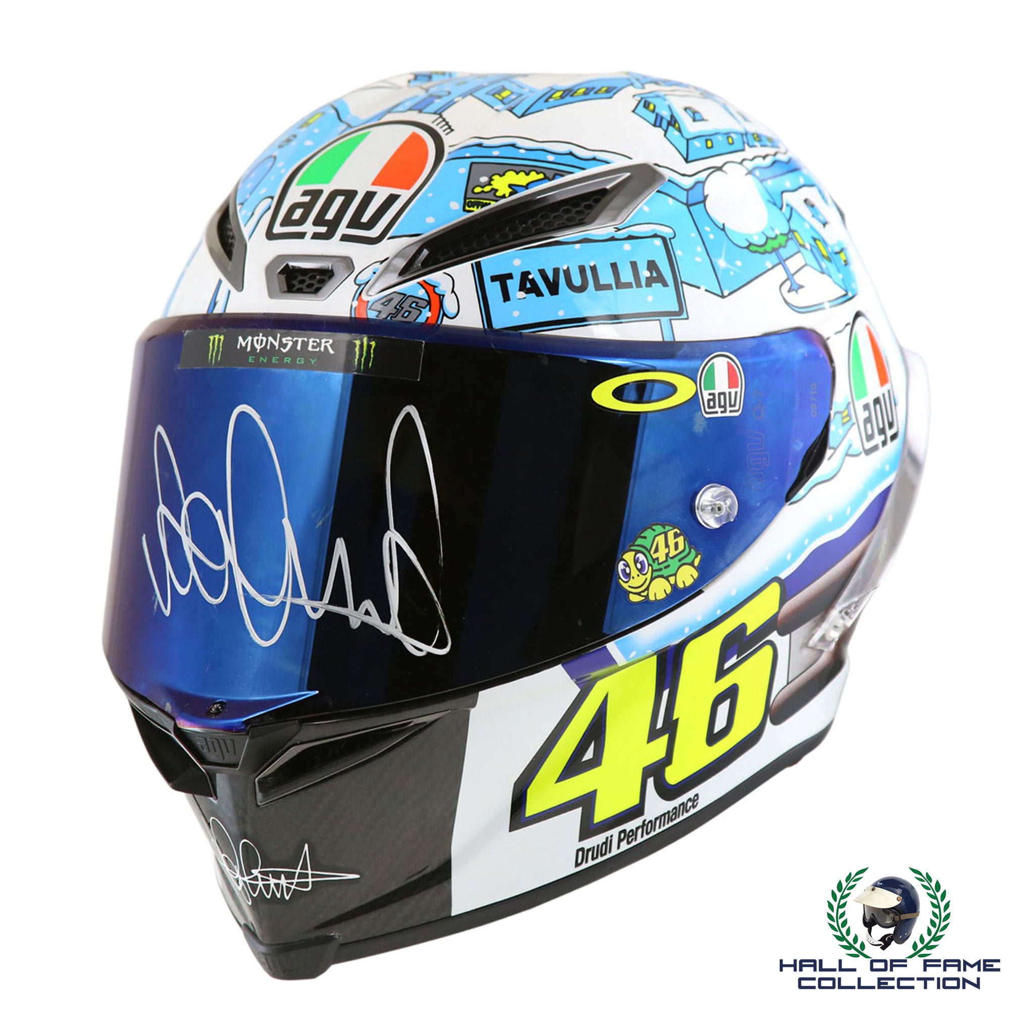 2017 Valentino Rossi Signed Replica AGV Yamaha Winter Test MotoGp Helmet