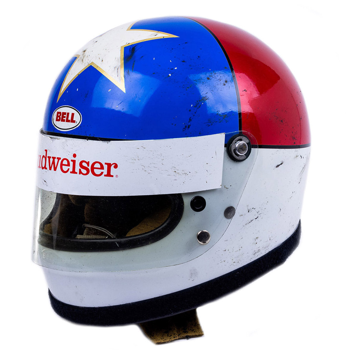 1979 Johnny Rutherford Signed Budweiser Race Used IndyCar Helmet