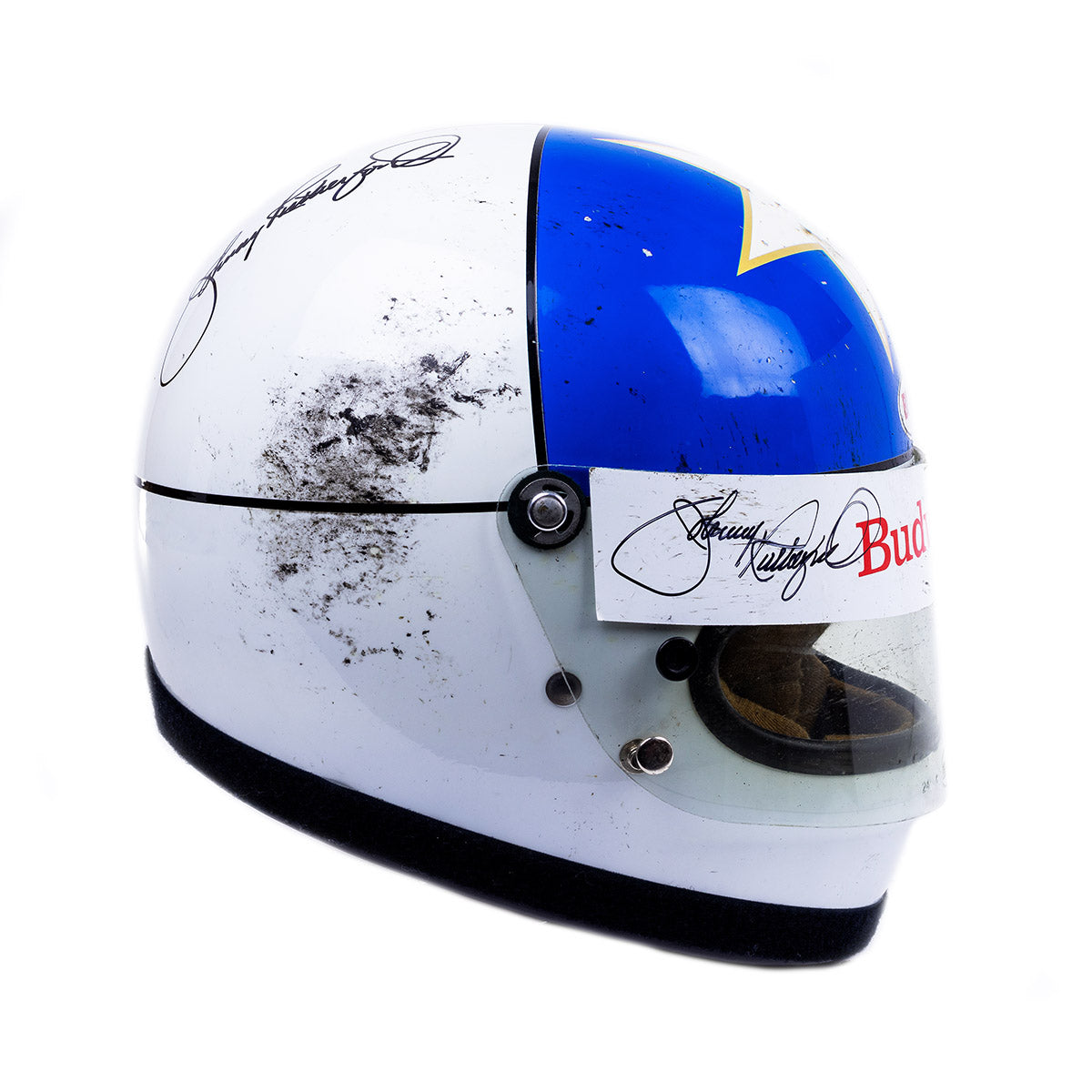 1979 Johnny Rutherford Signed Budweiser Race Used IndyCar Helmet