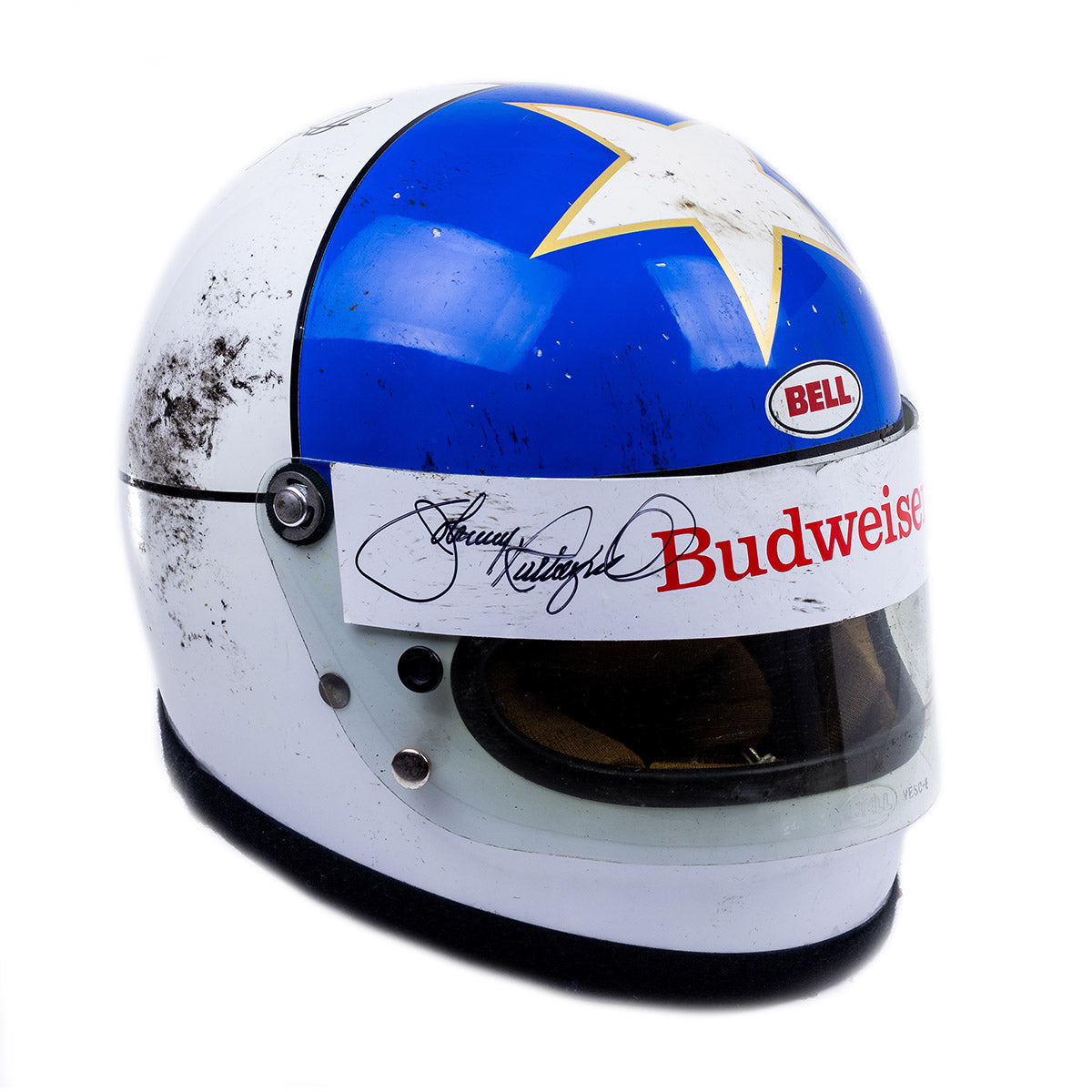 1979 Johnny Rutherford Signed Budweiser Race Used IndyCar Helmet